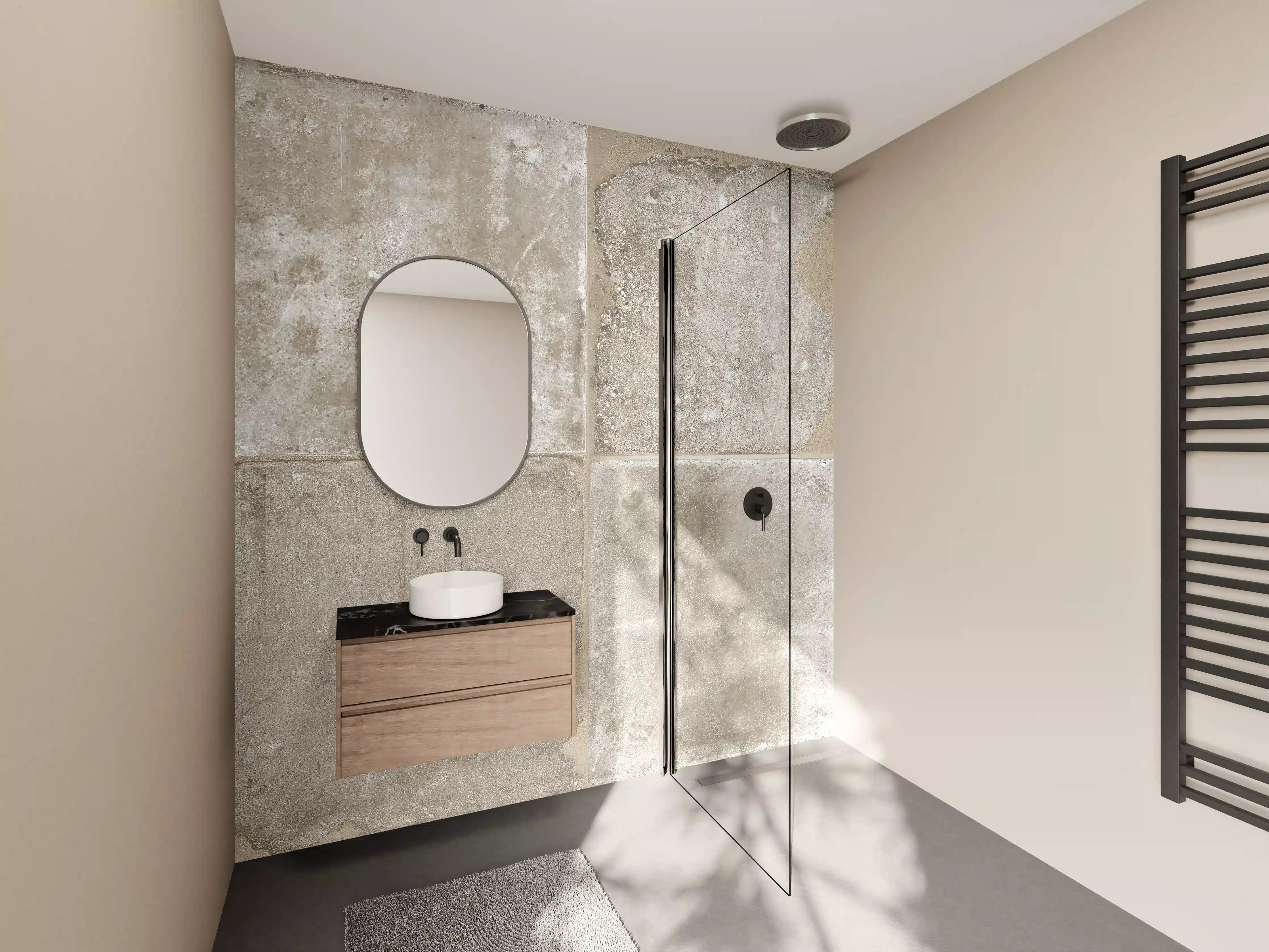 Wandverkleidung Bad - Beige Grau Steinwand-Textur