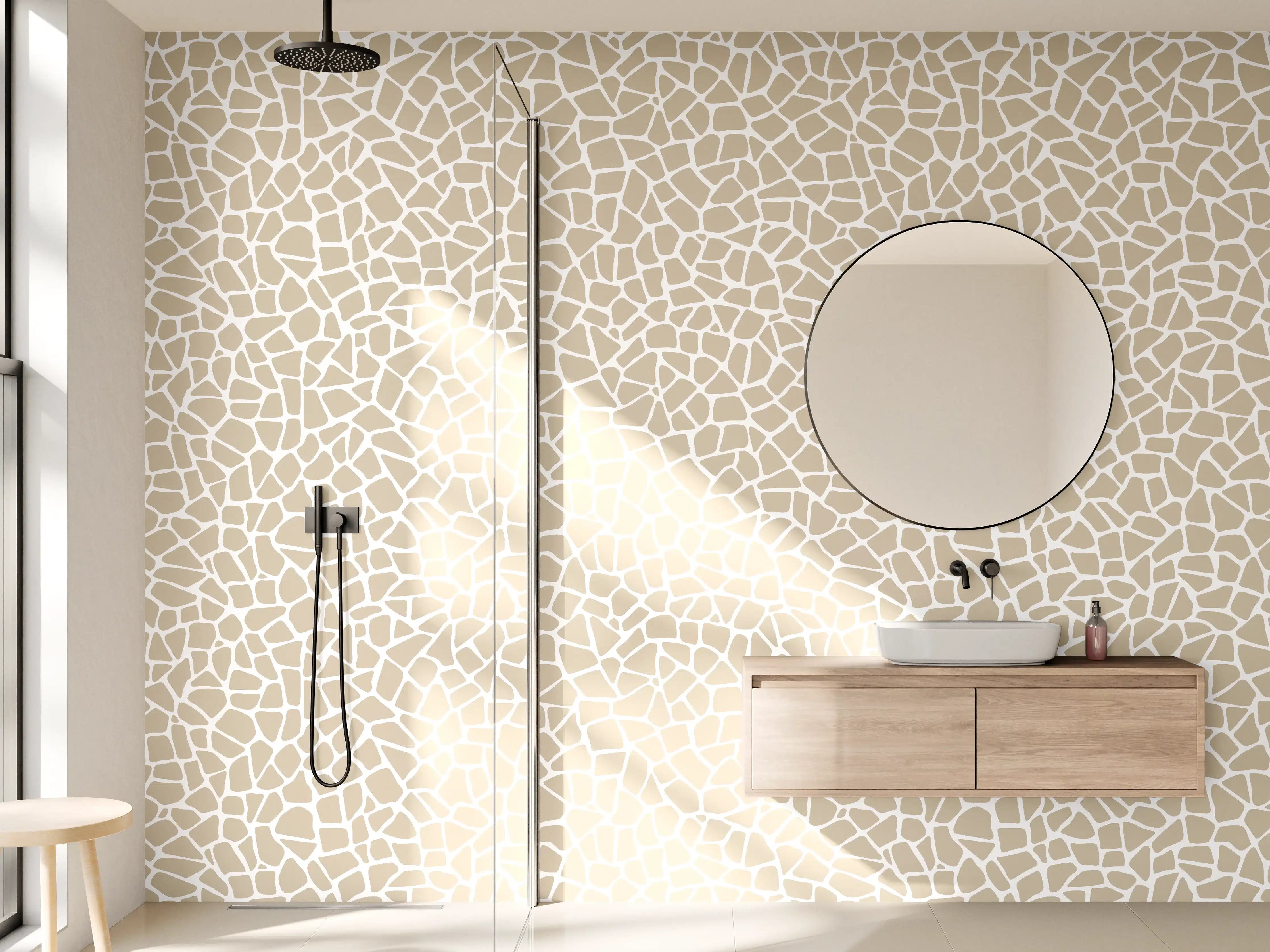 Wandverkleidung Bad - Beige Marmorstruktur mit feiner Krakelee-Optik
