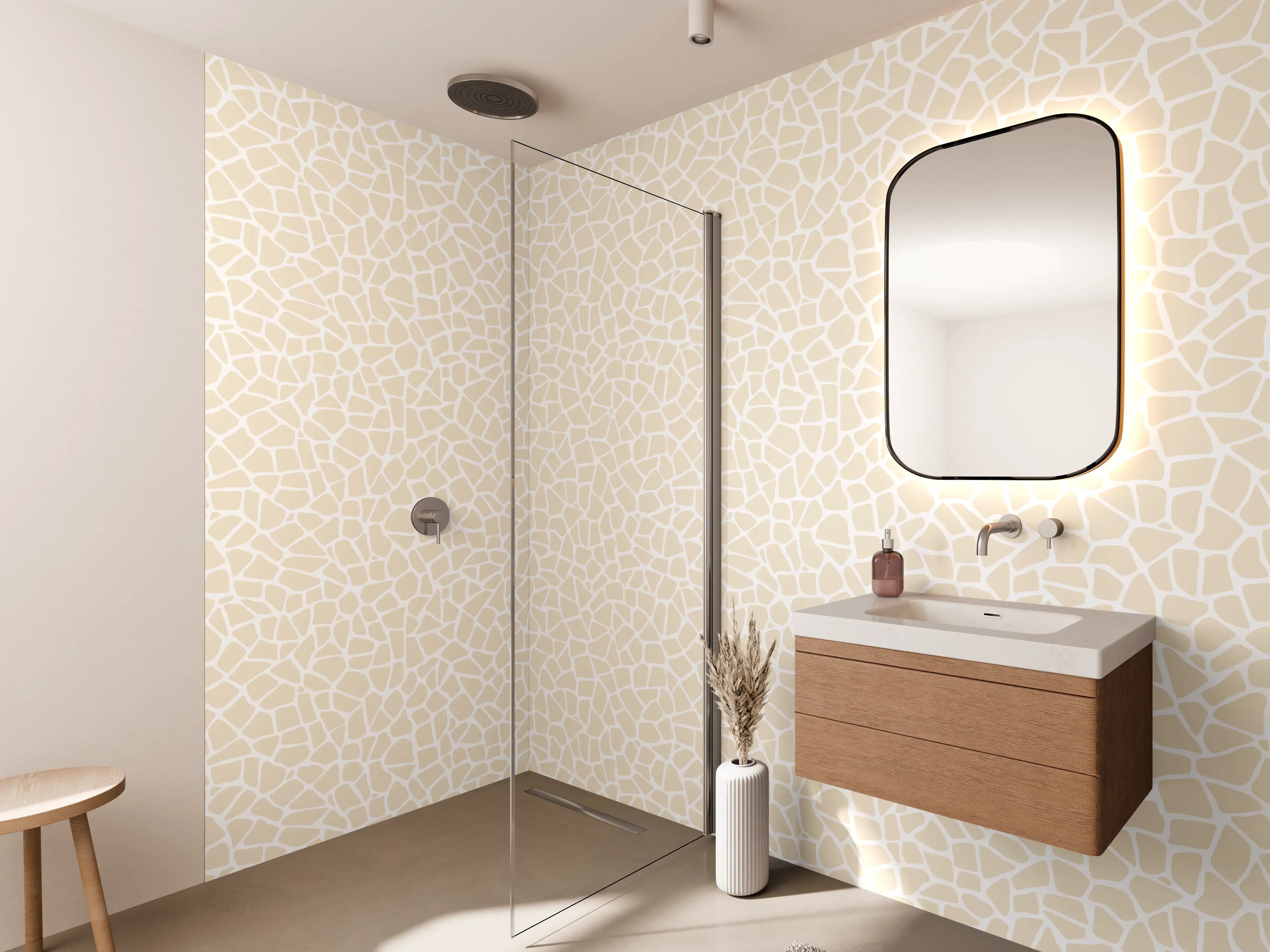 Wandverkleidung Bad - Beige Mosaikstruktur mit feinem Muster