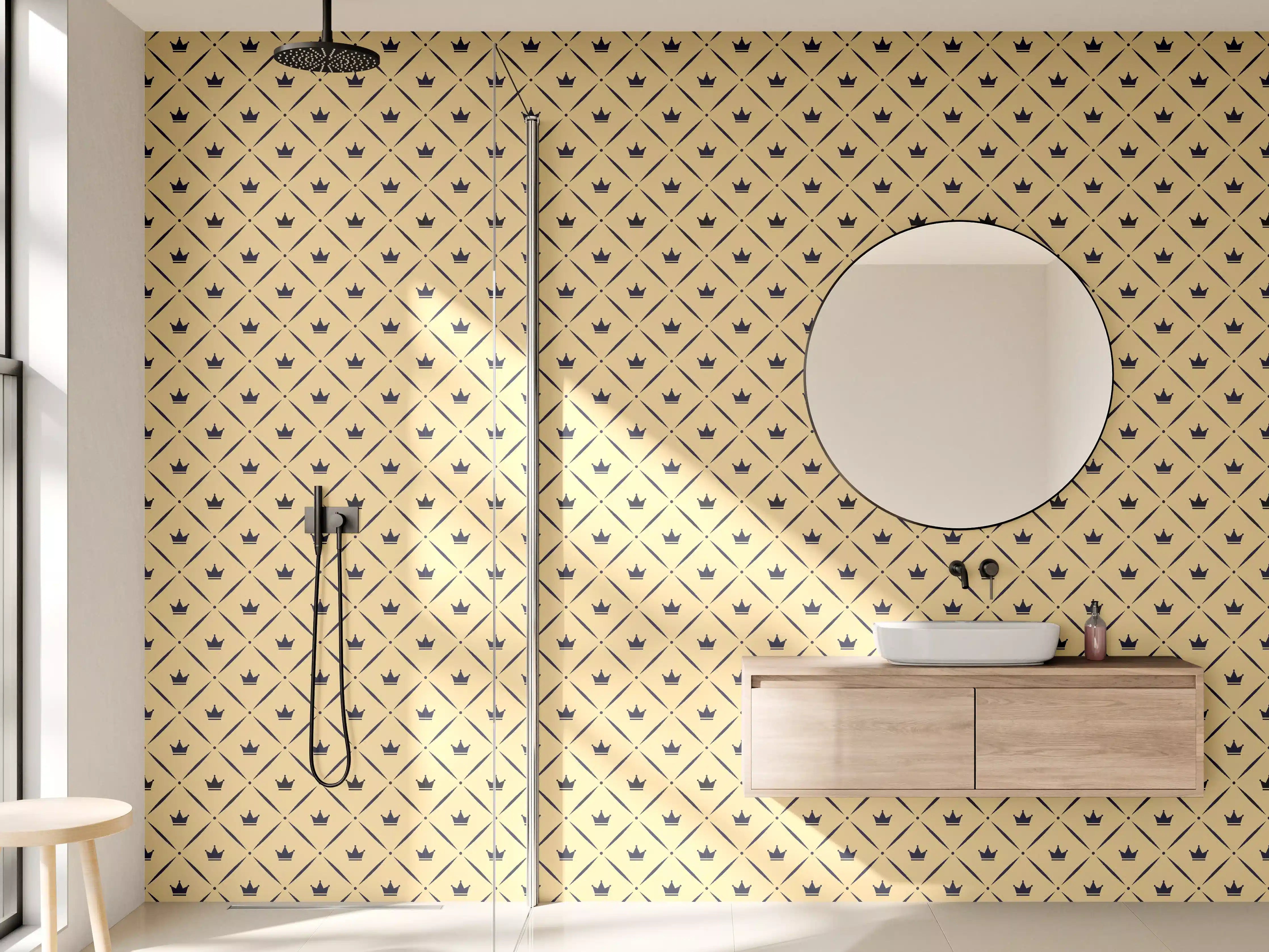 Wandverkleidung Bad - Beige Muster Textiloptik