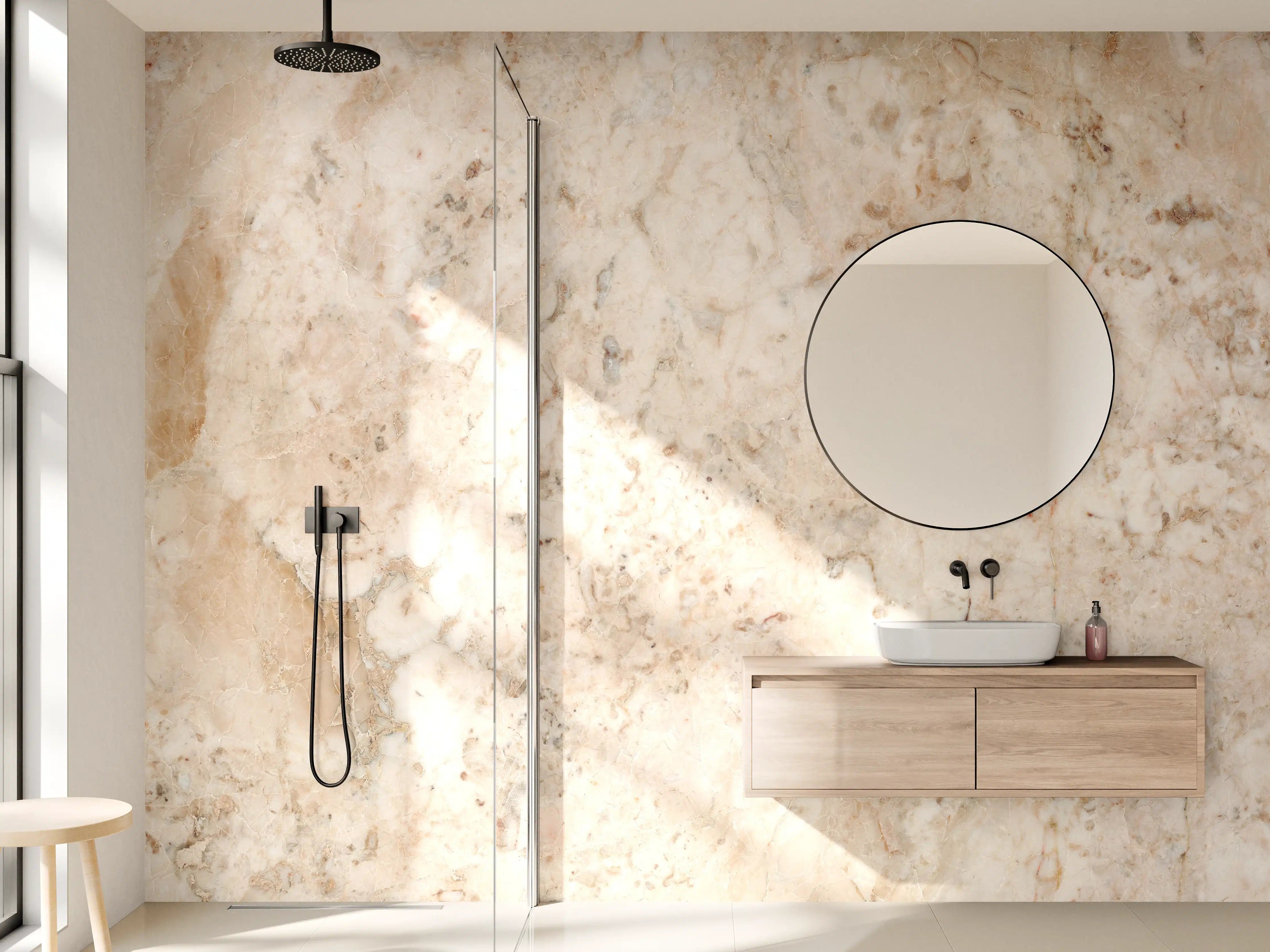 Wandverkleidung Bad - Beige Naturmarmor Stein Textur