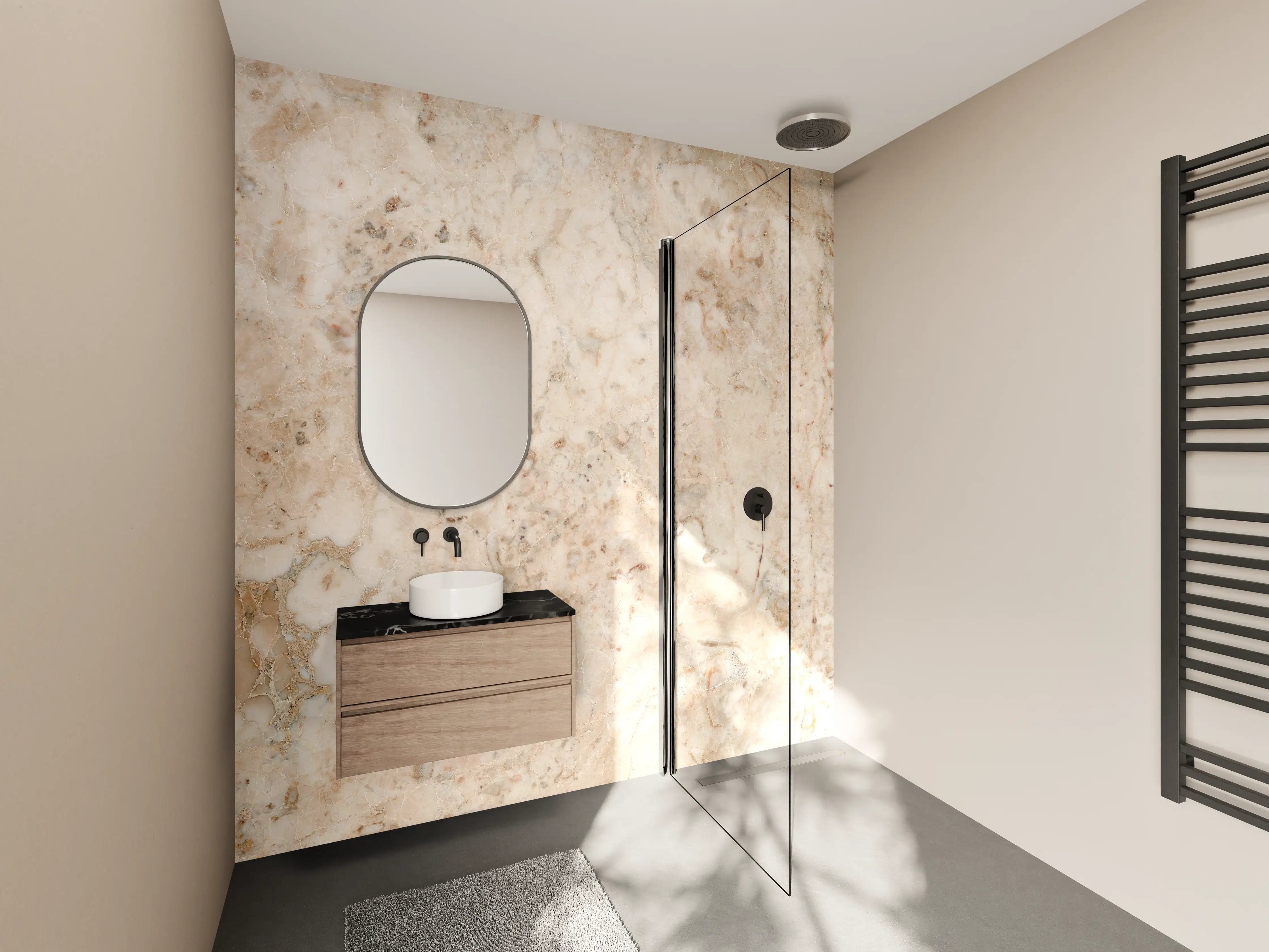 Wandverkleidung Bad - Beige Naturmarmor Stein Textur