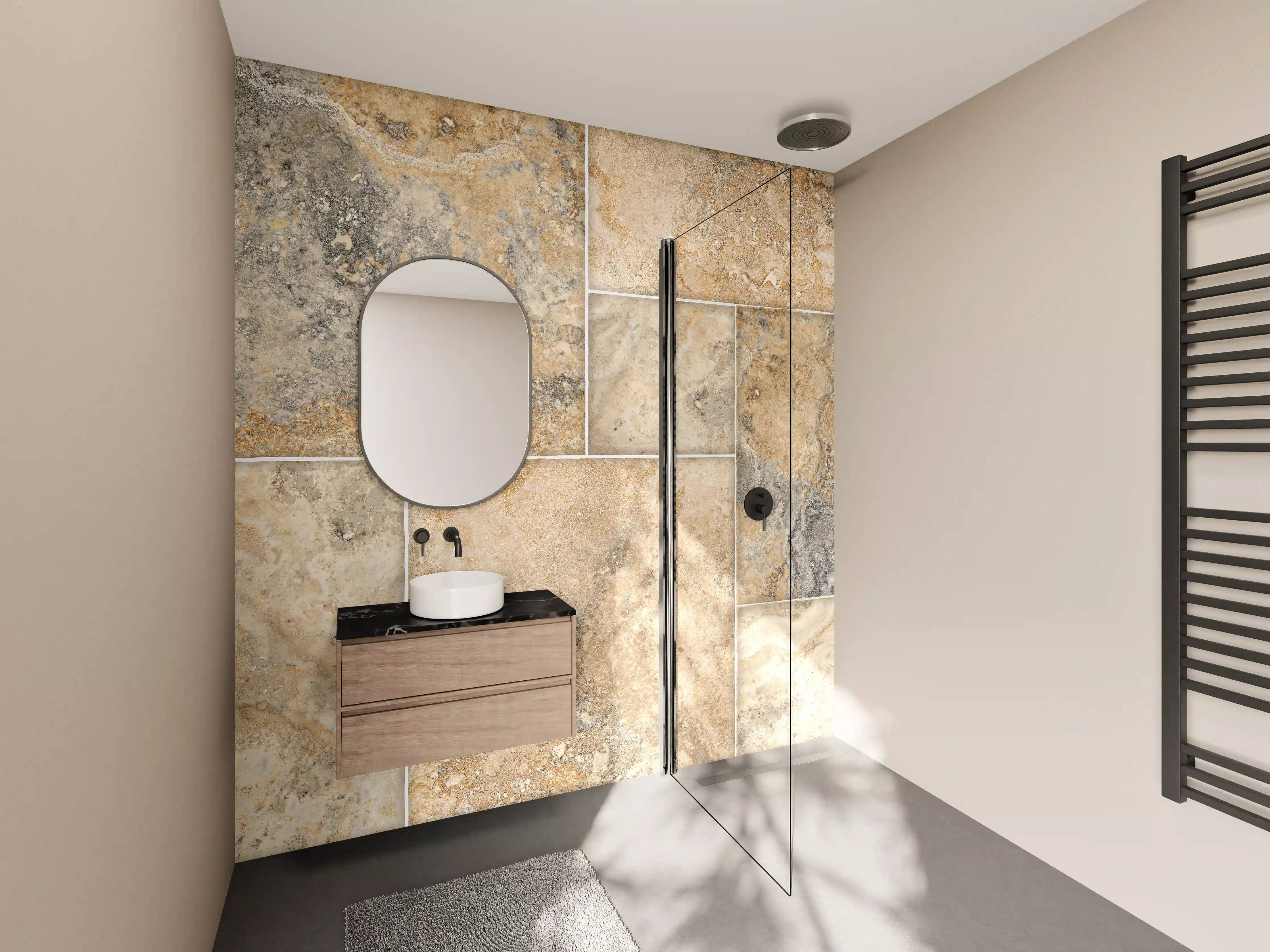 Wandverkleidung Bad - Beige Naturstein Wandtextur