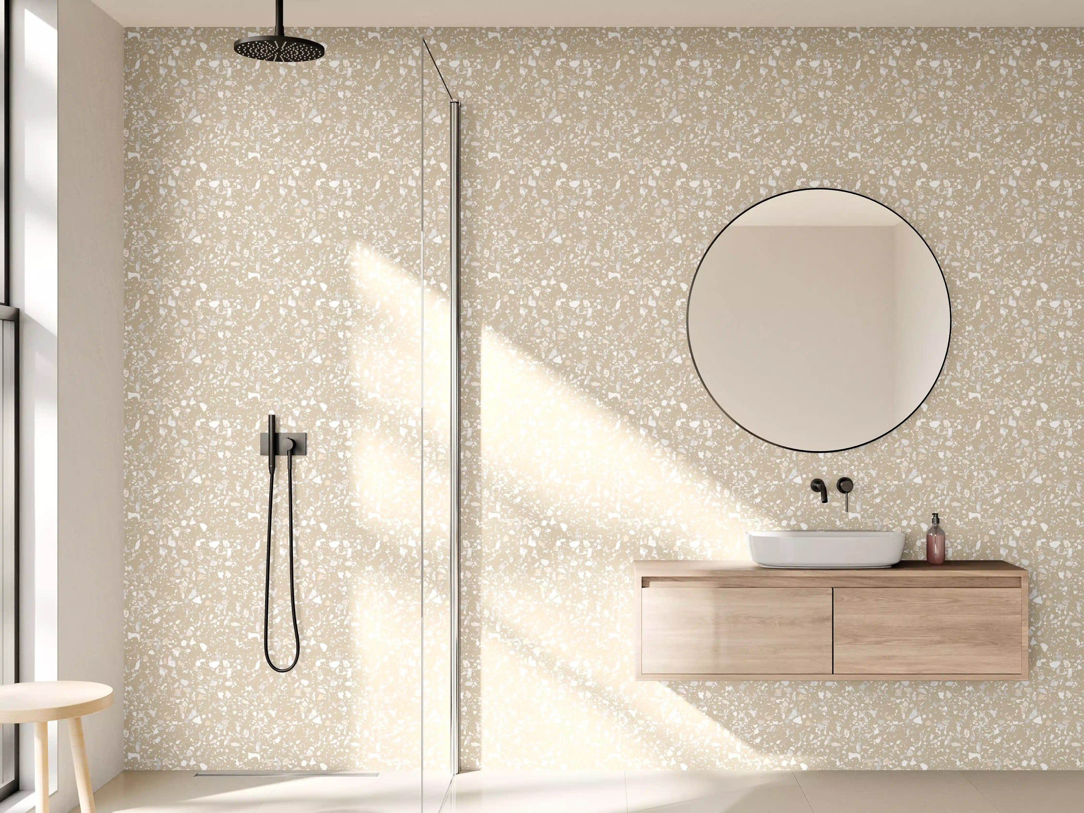 Wandverkleidung Bad - Beige Sand Textur mit feinen Strukturen