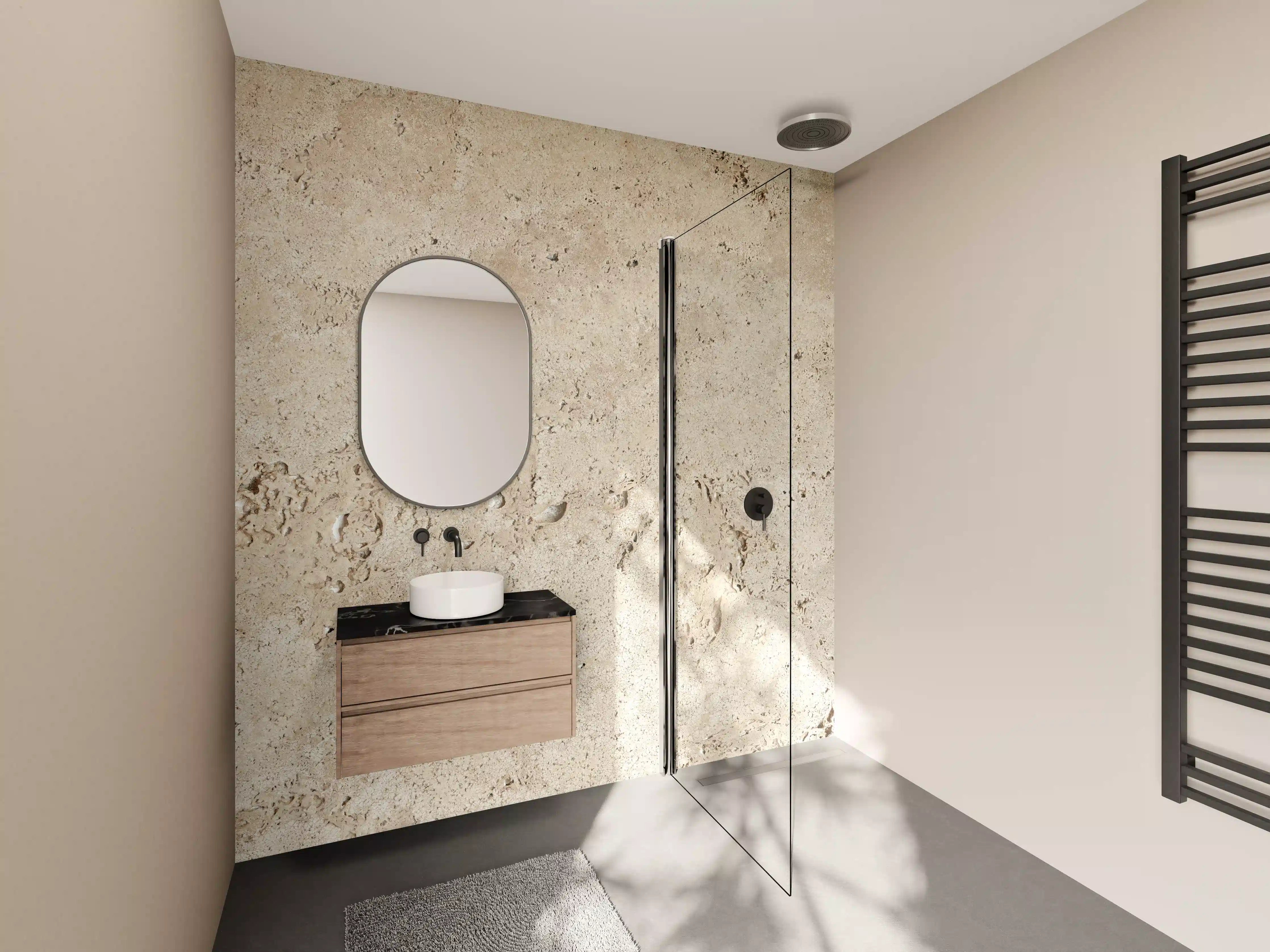 Wandverkleidung Bad - Beige Sandstein Optik