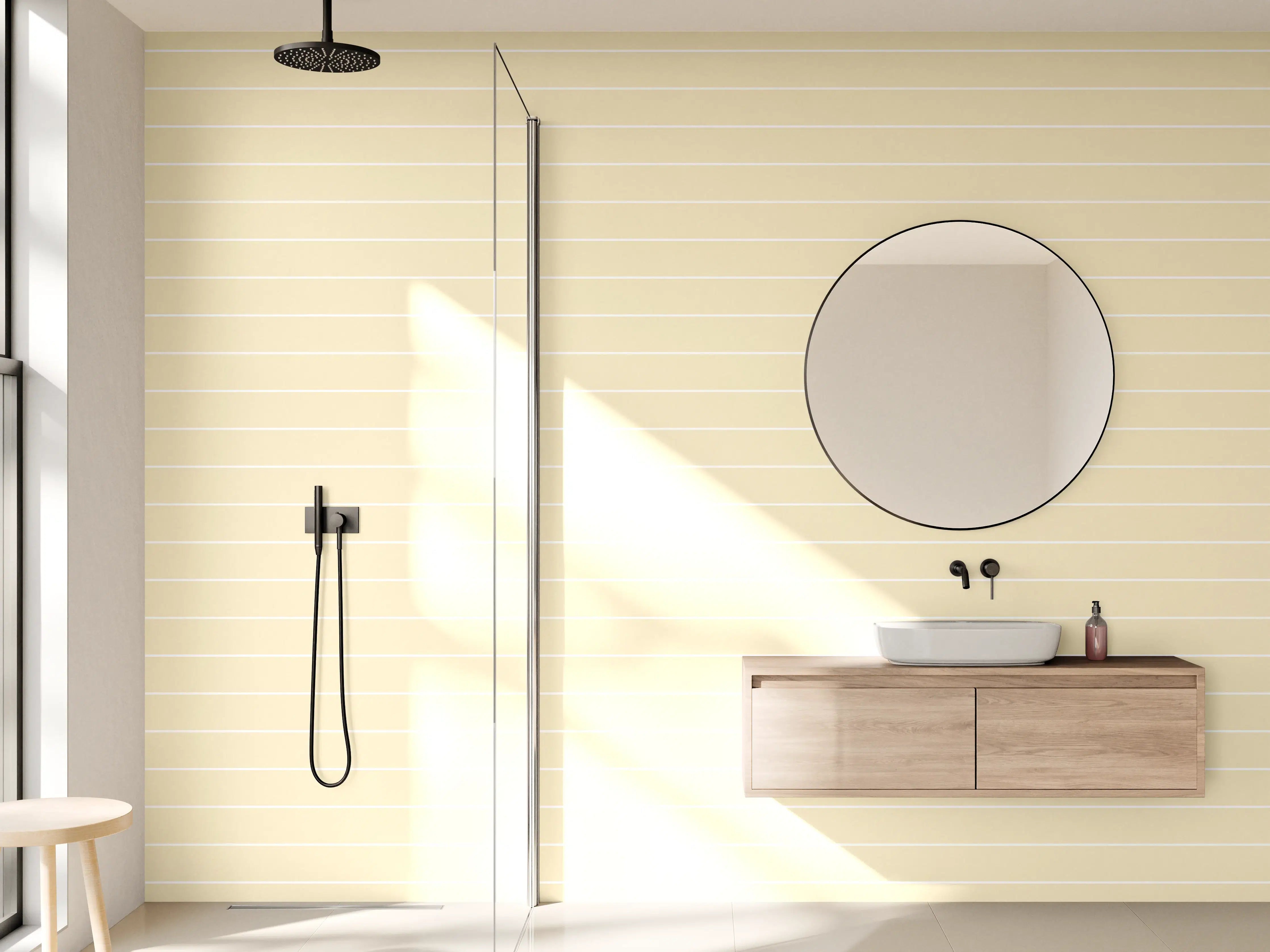 Wandverkleidung Bad - Beige Streifenmuster mit feinen Linien