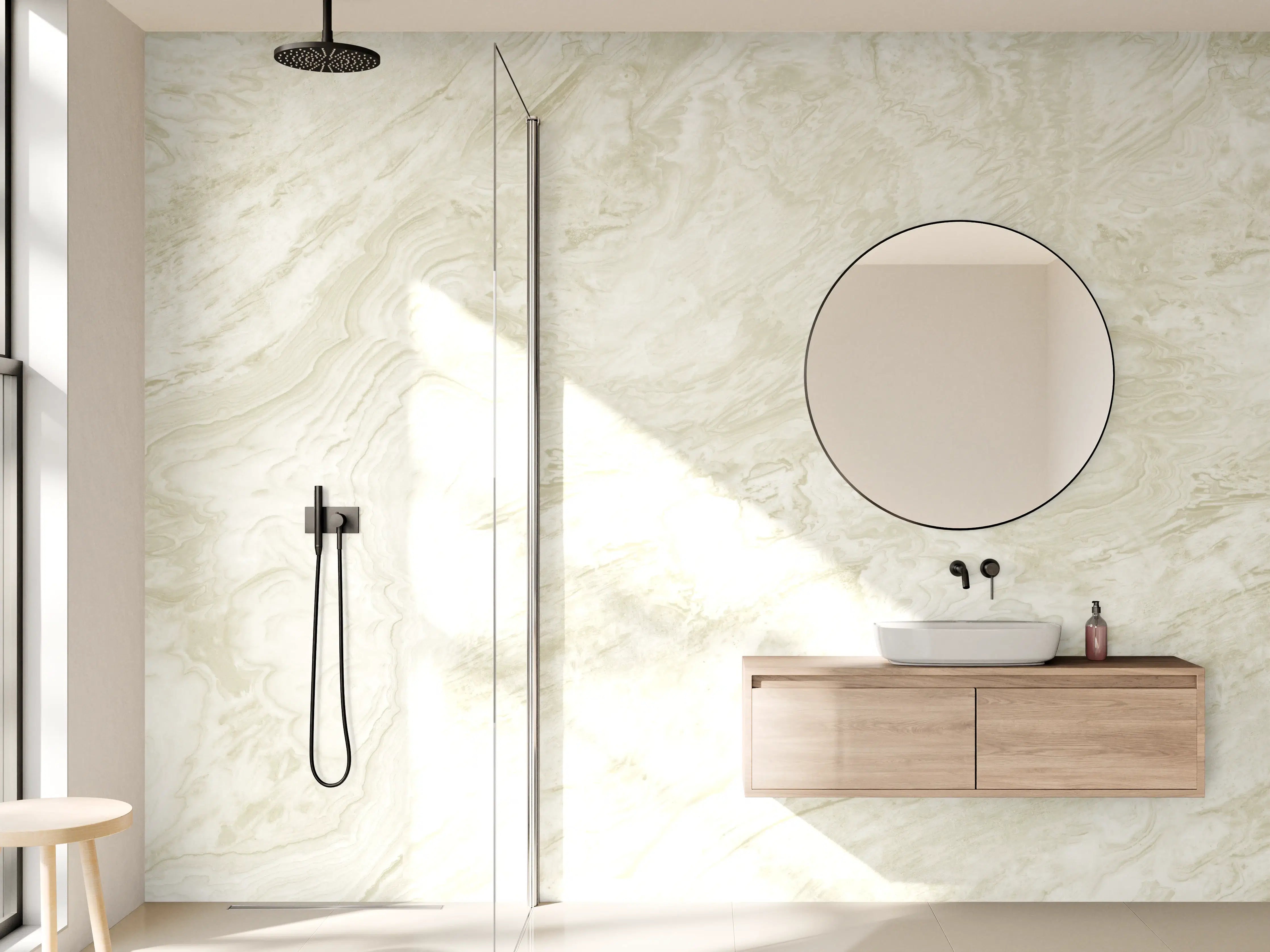 Wandverkleidung Bad - Beige-Weißer Marmor