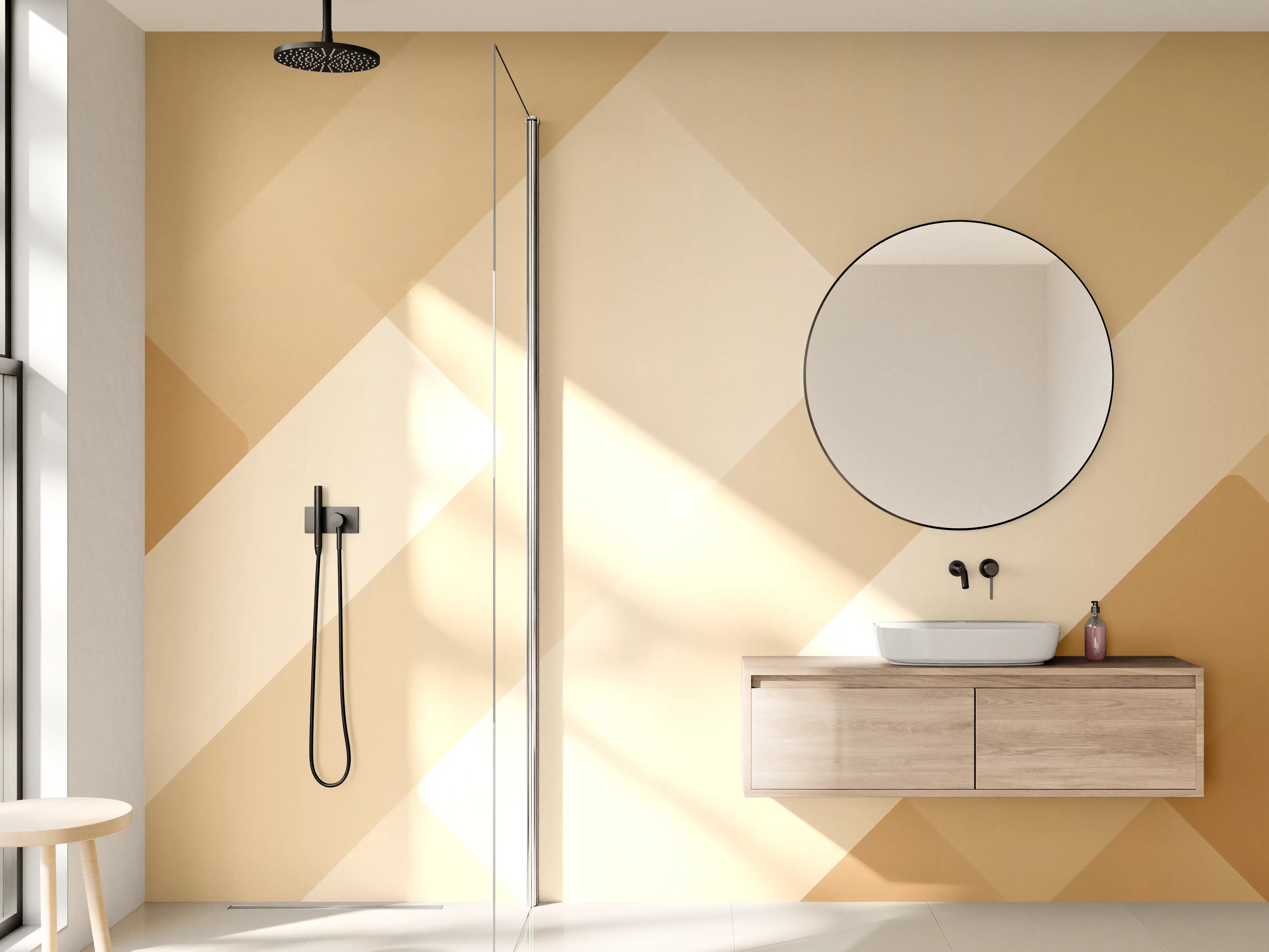 Wandverkleidung Bad - Beige-braune geometrische Musterung