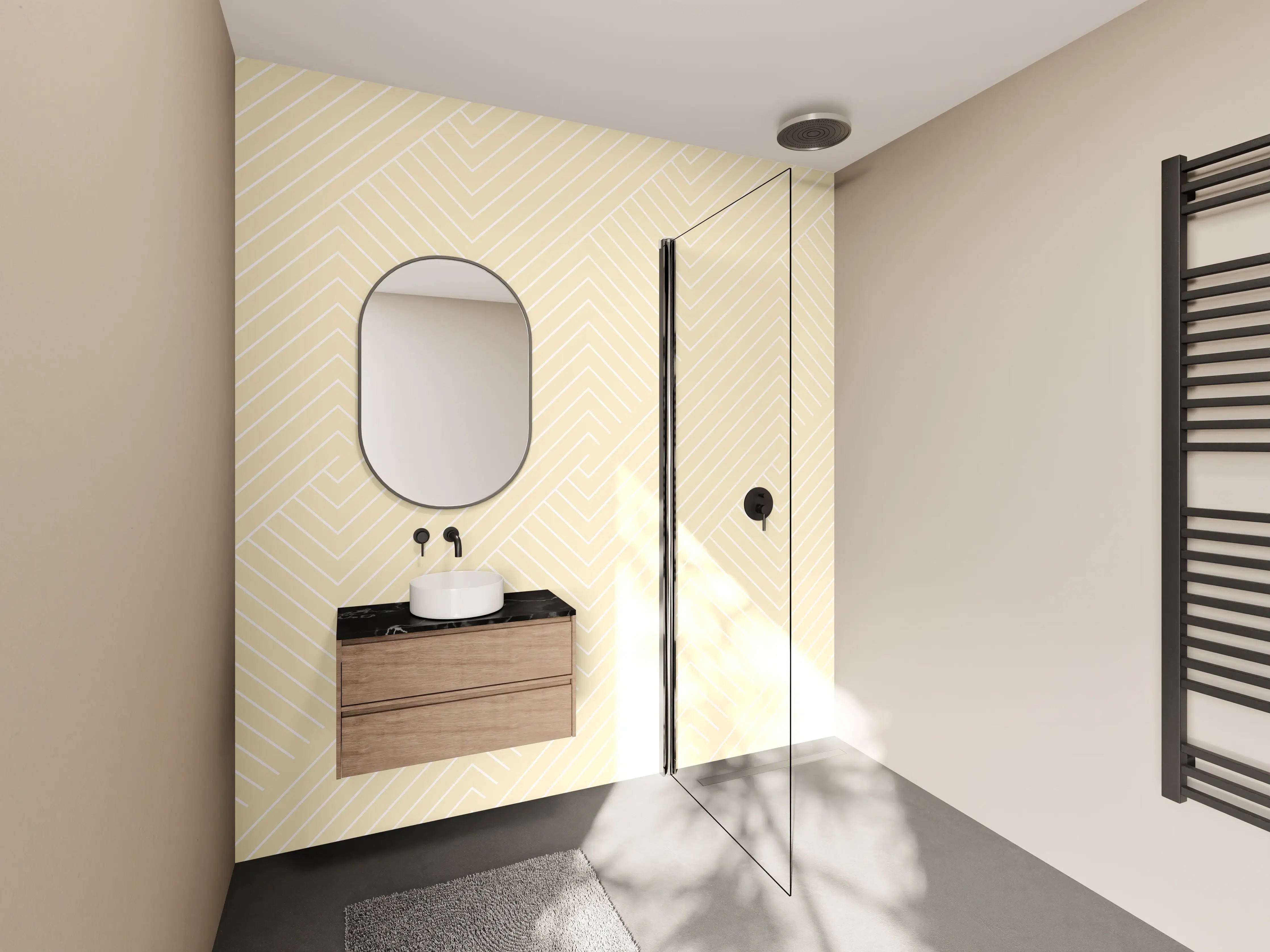 Wandverkleidung Bad - Beige strukturierte Wandgestaltung