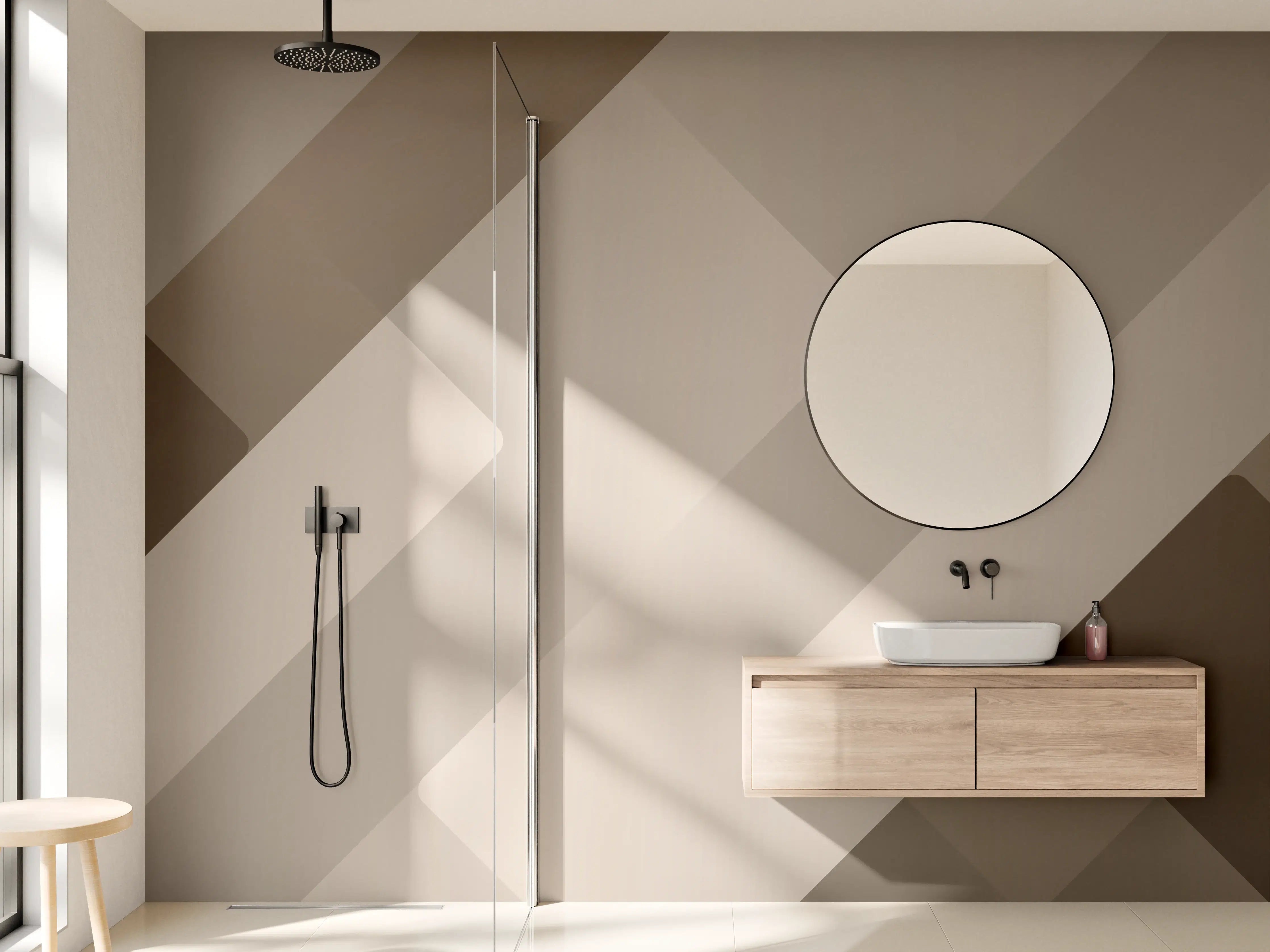 Wandverkleidung Bad - Beige und Braun Geometrische Muster