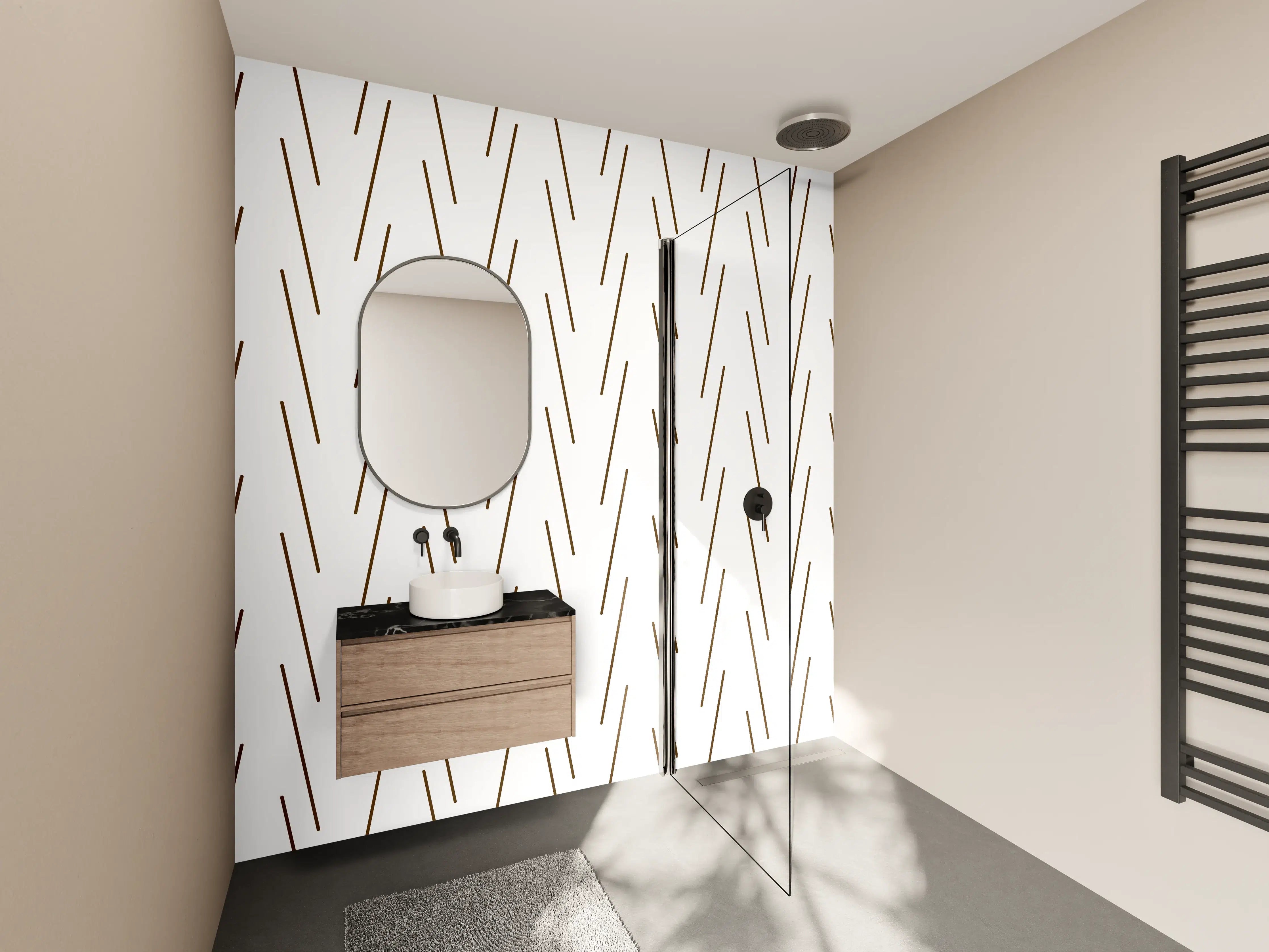 Wandverkleidung Bad - Beige und Grau gestreifte Textur