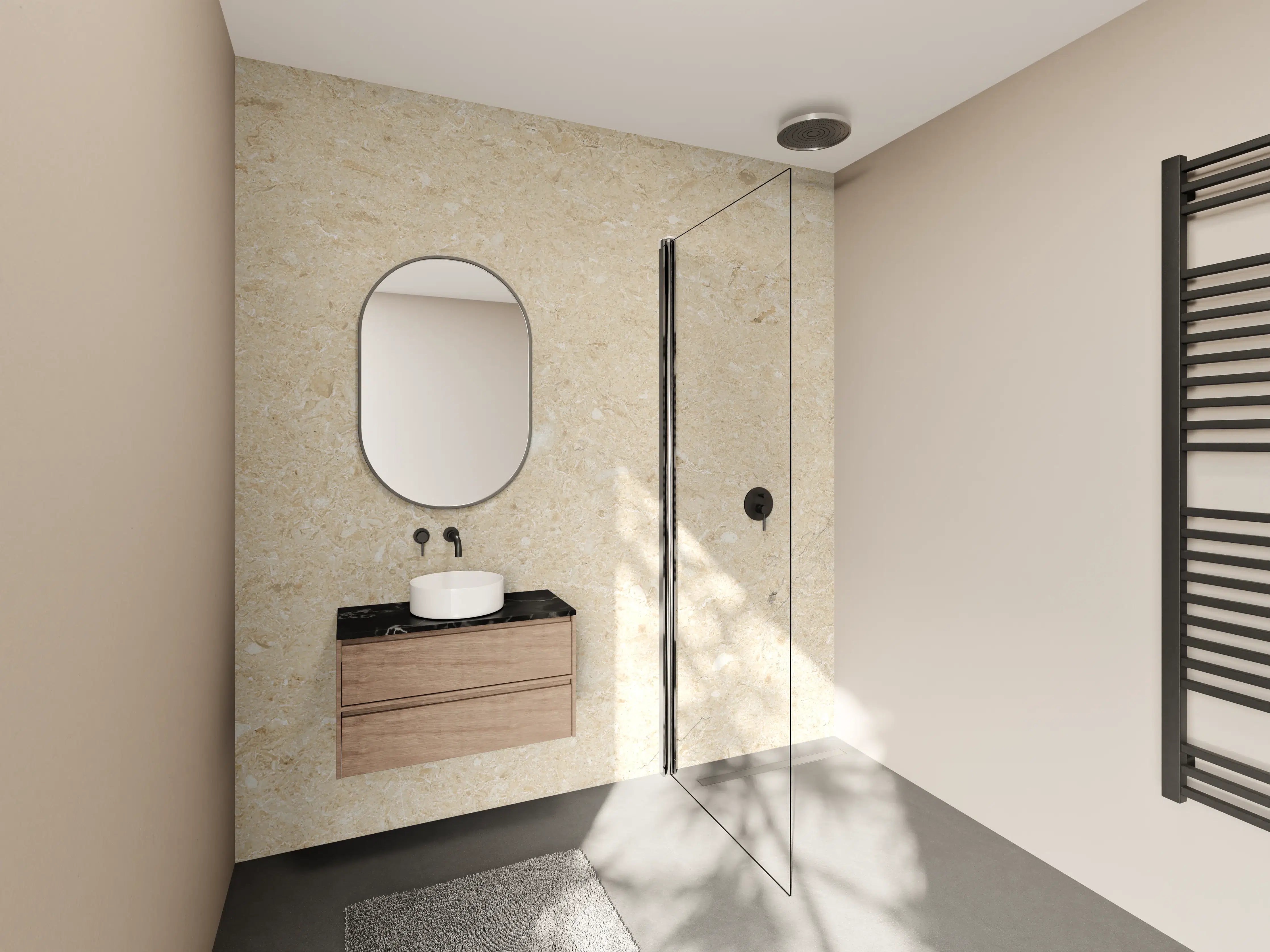 Wandverkleidung Bad - Beige vintage Oberfläche