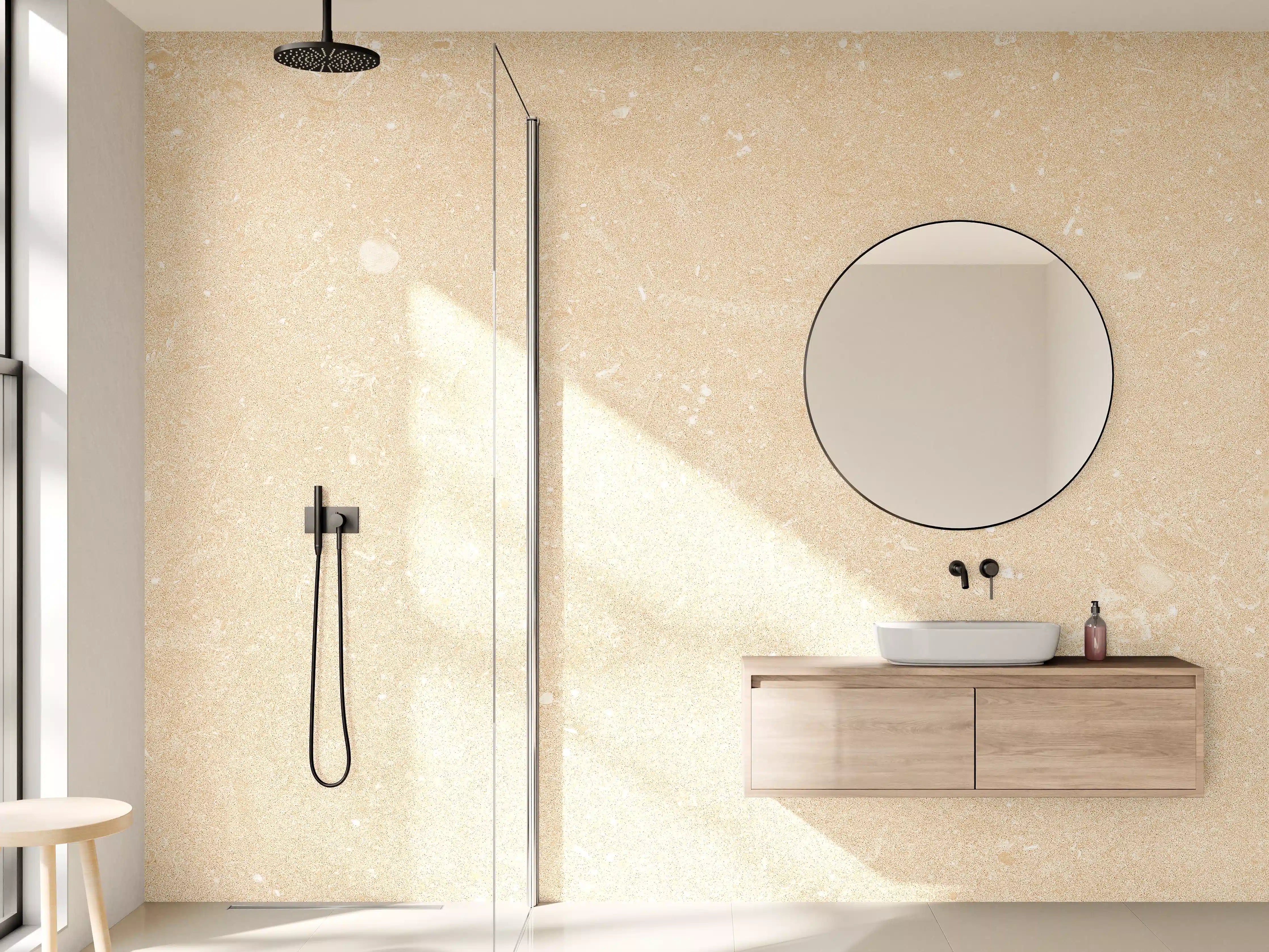 Wandverkleidung Bad - Beiger Marmor