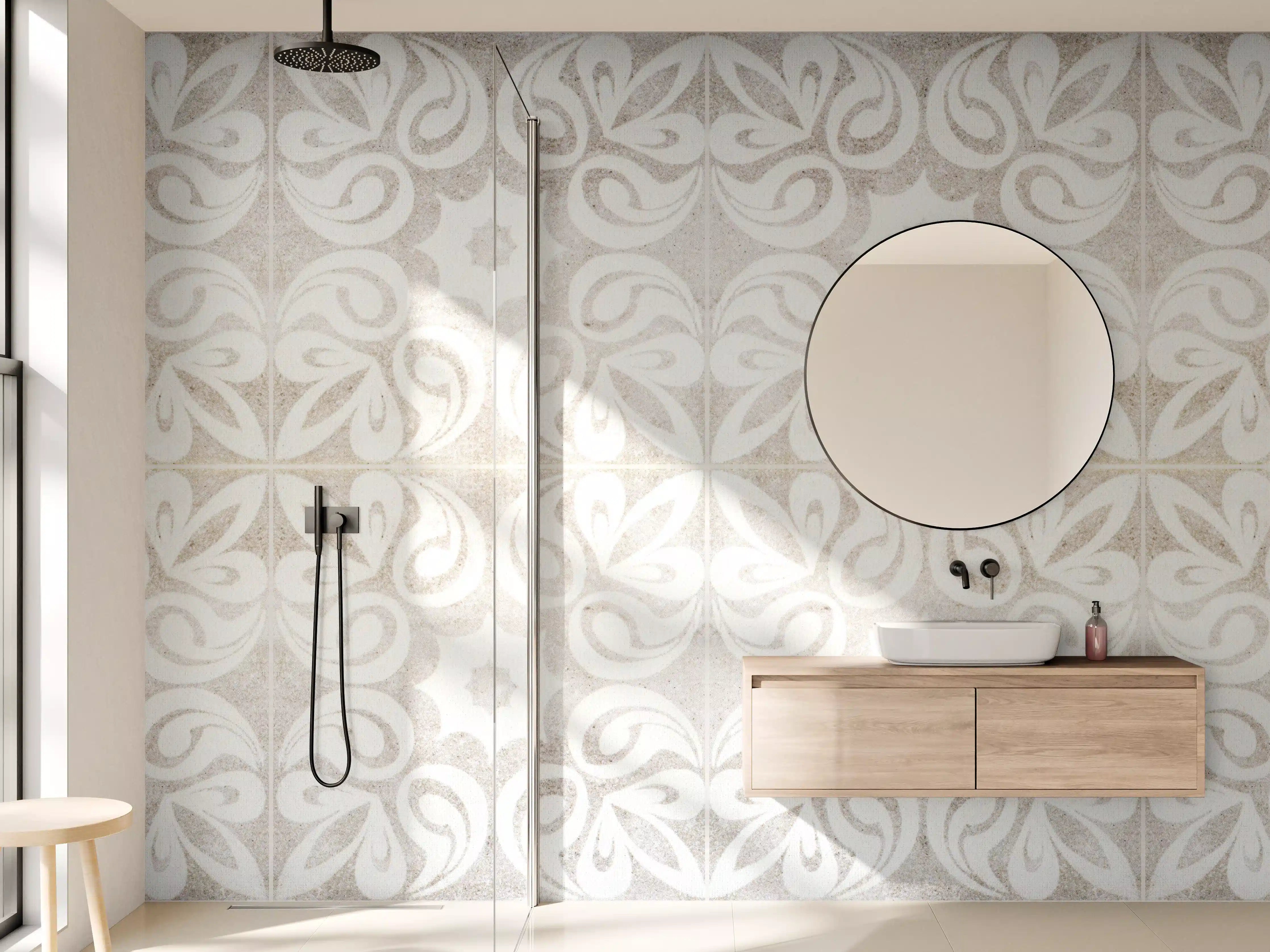 Wandverkleidung Bad - Beiges quadratisches Mosaikmotiv