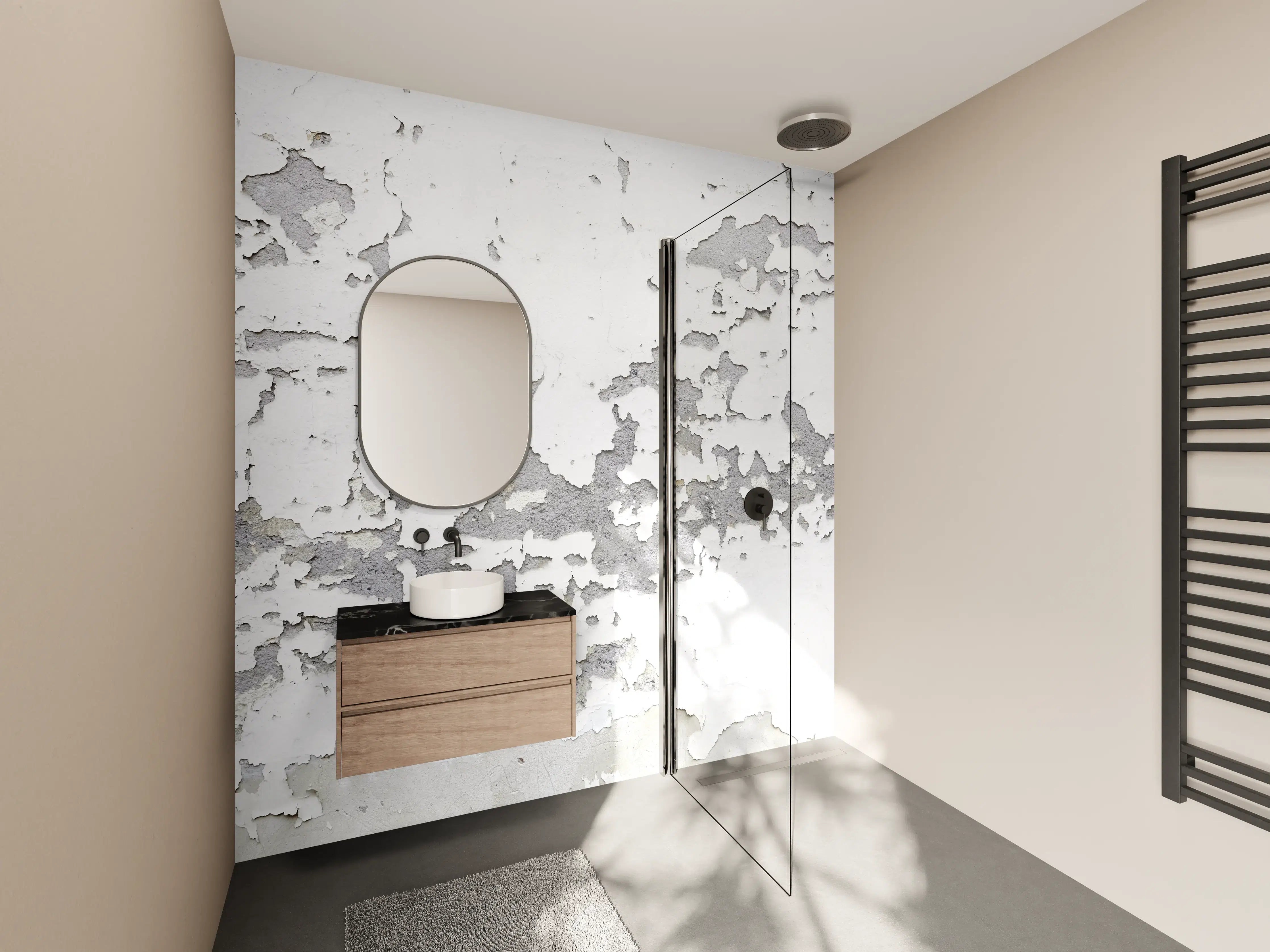 Wandverkleidung Bad - Beschädigte Wandstruktur