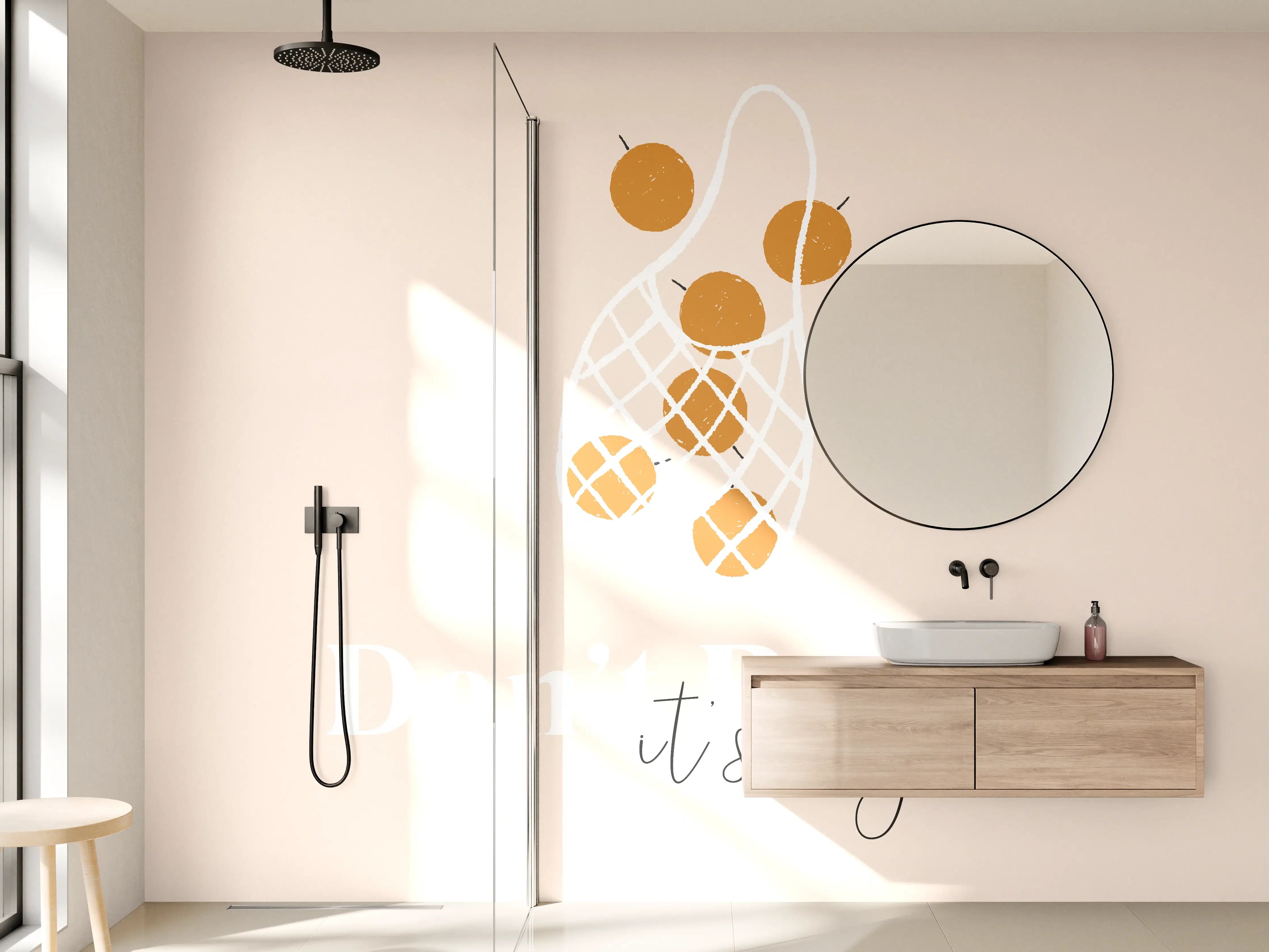 Wandverkleidung Bad - Bio-Früchte Beige-Weiß Design