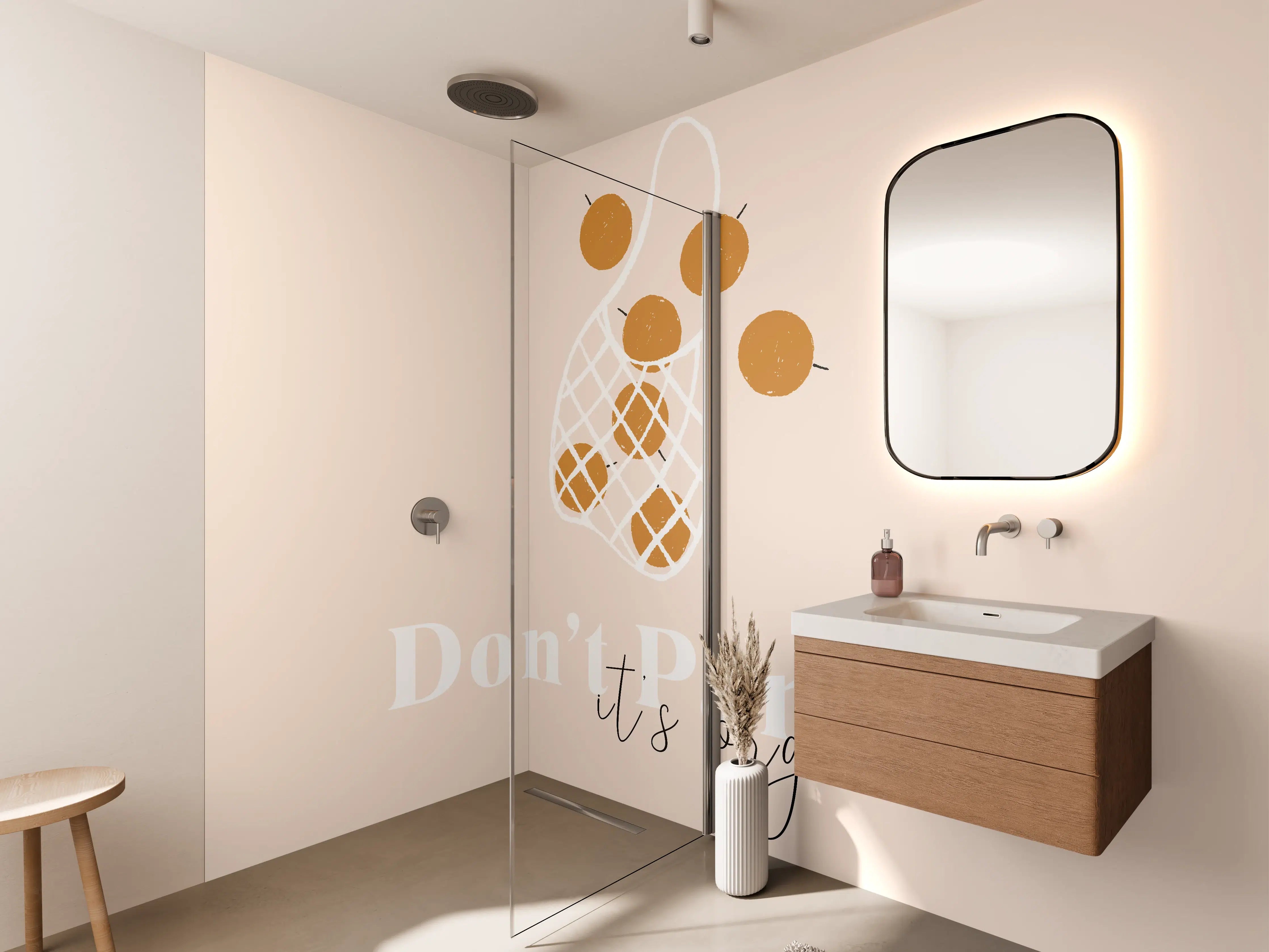 Wandverkleidung Bad - Bio-Früchte Beige-Weiß Design