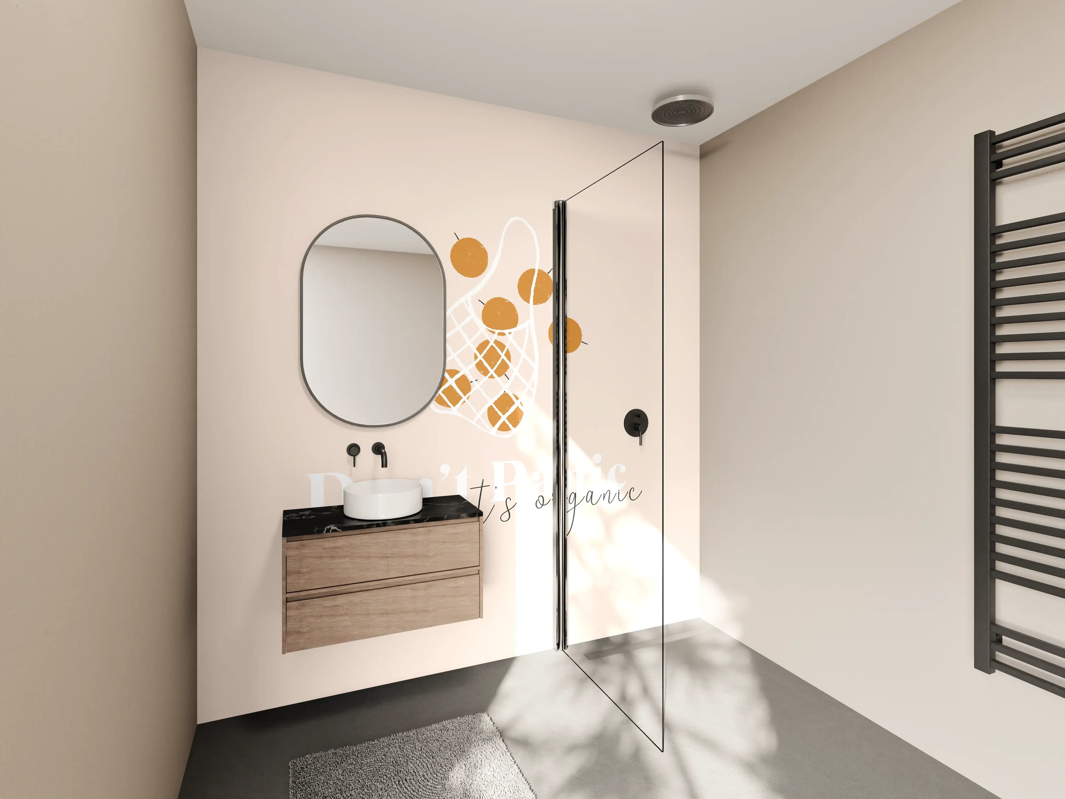 Wandverkleidung Bad - Bio-Früchte Beige-Weiß Design