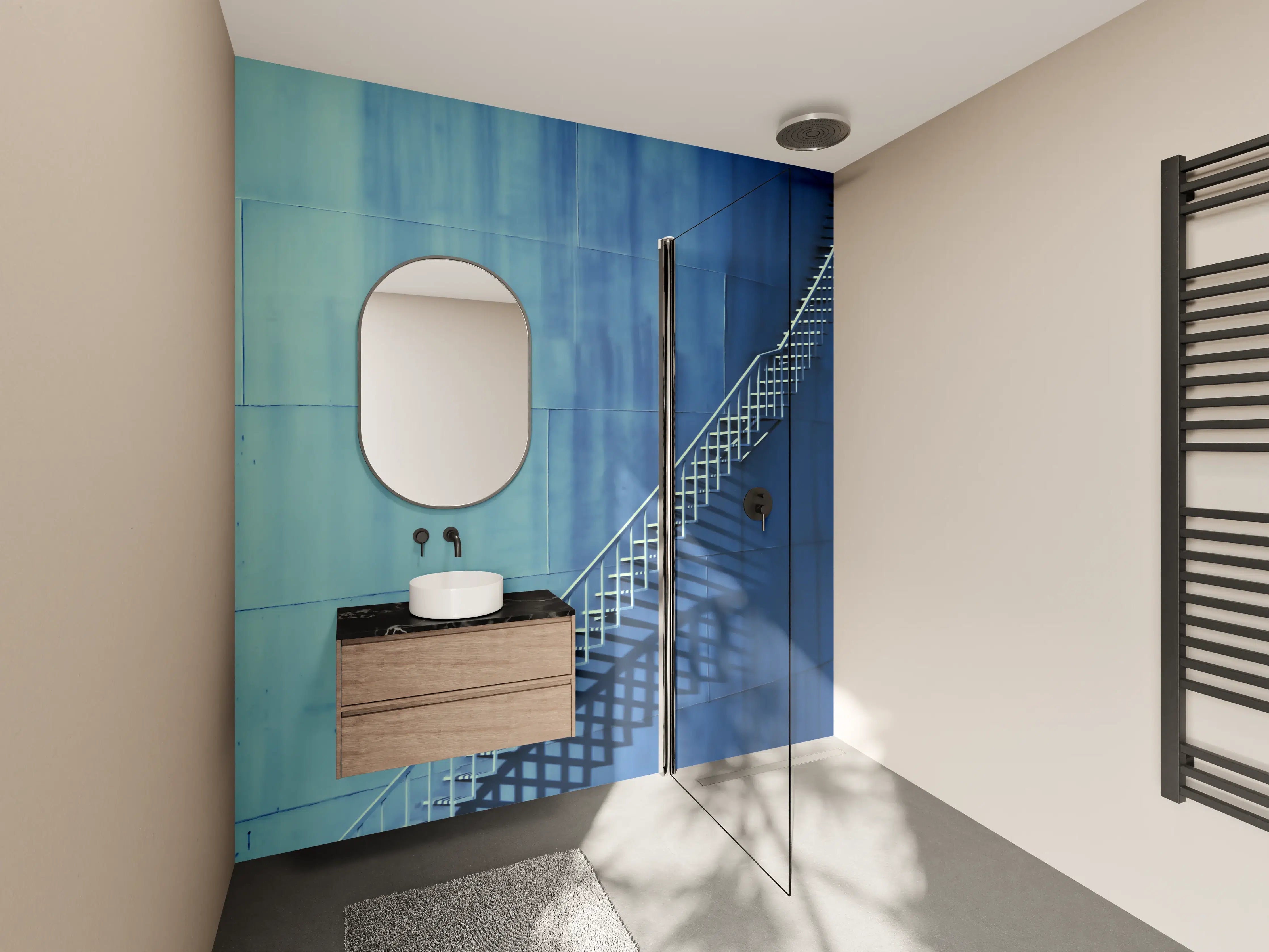Wandverkleidung Bad - Bläuliche Architektur - Treppen