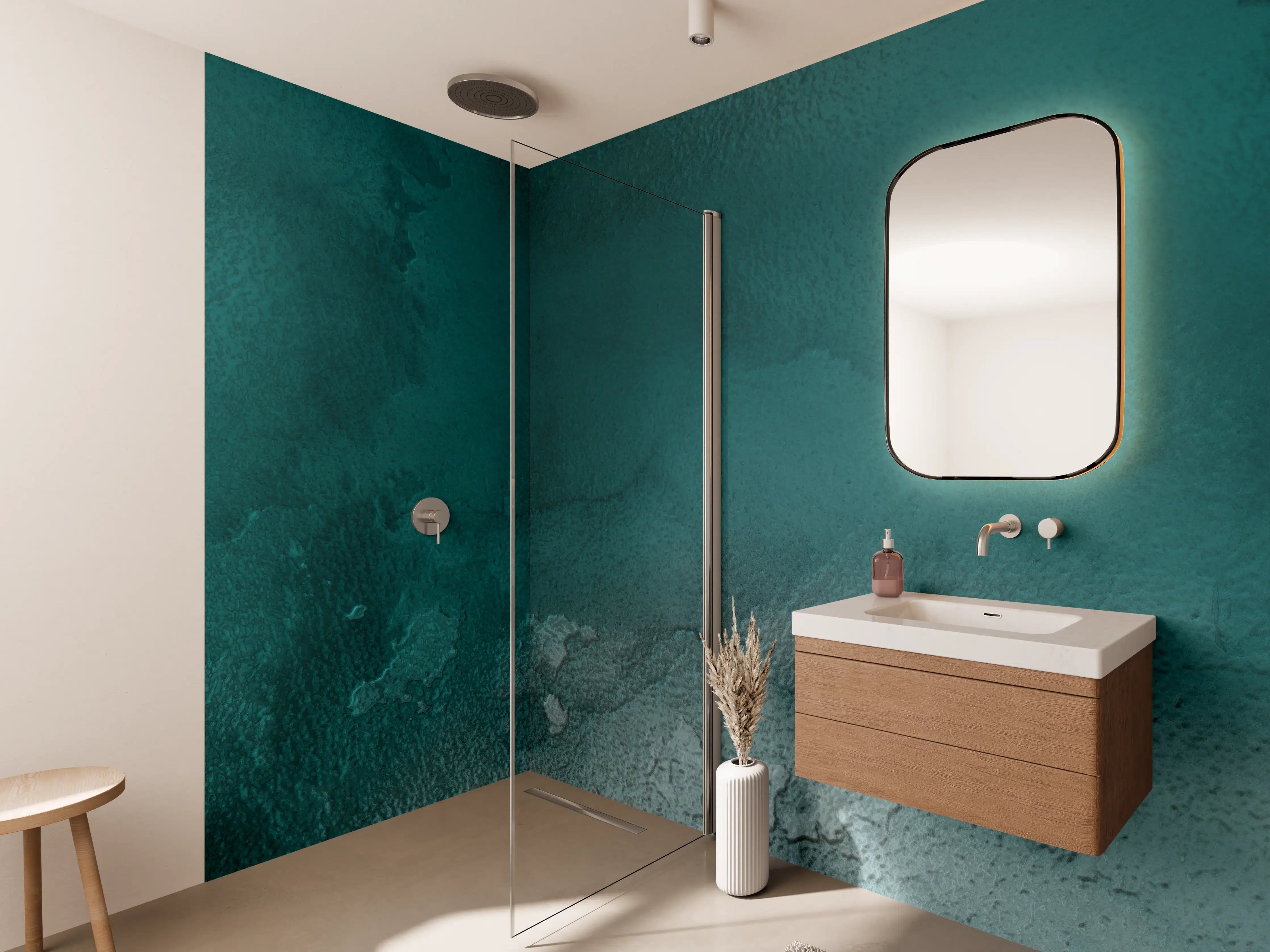 Wandverkleidung Bad - Bläuliches Aquarell Wassermuster