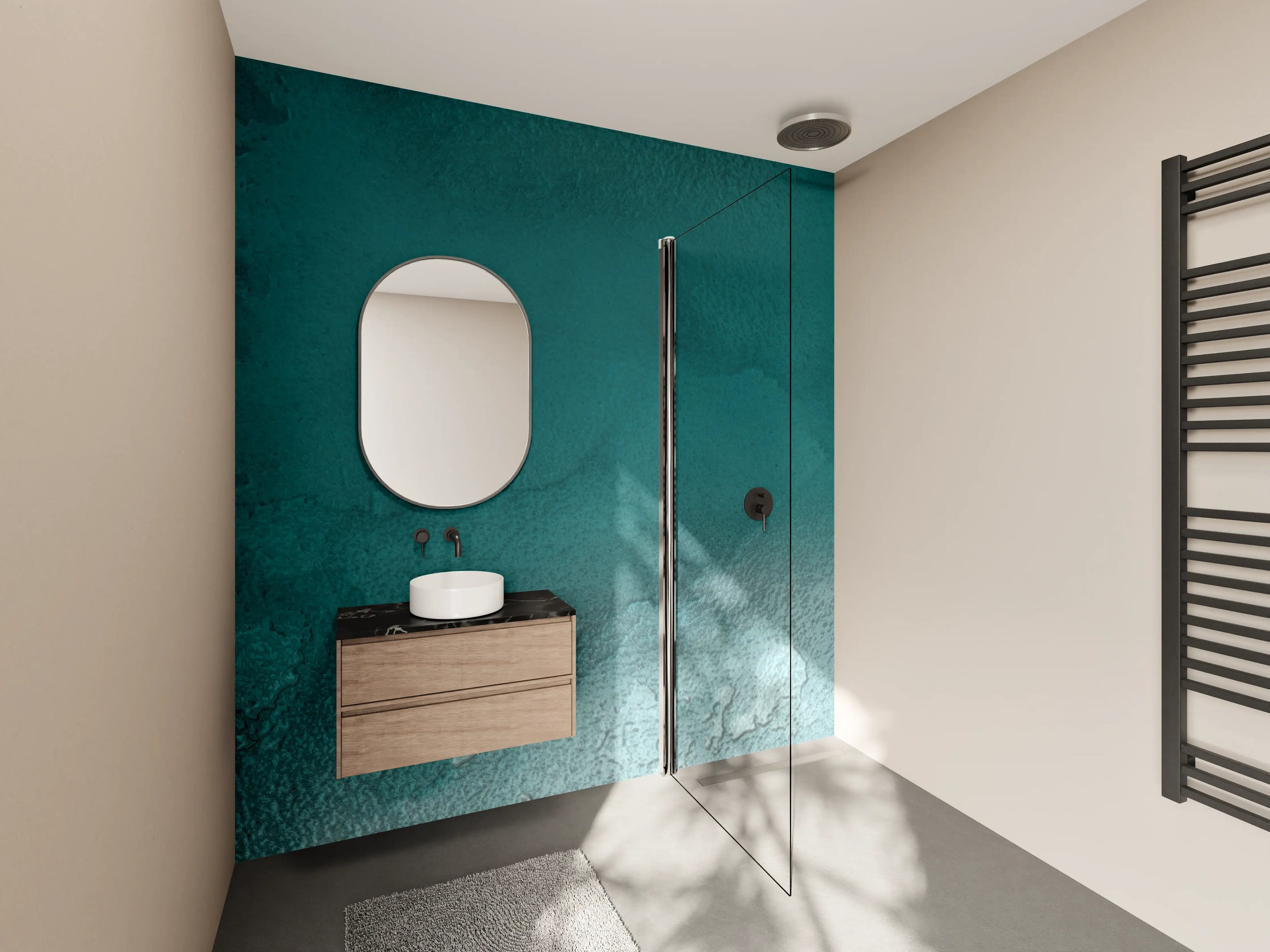 Wandverkleidung Bad - Bläuliches Aquarell Wassermuster