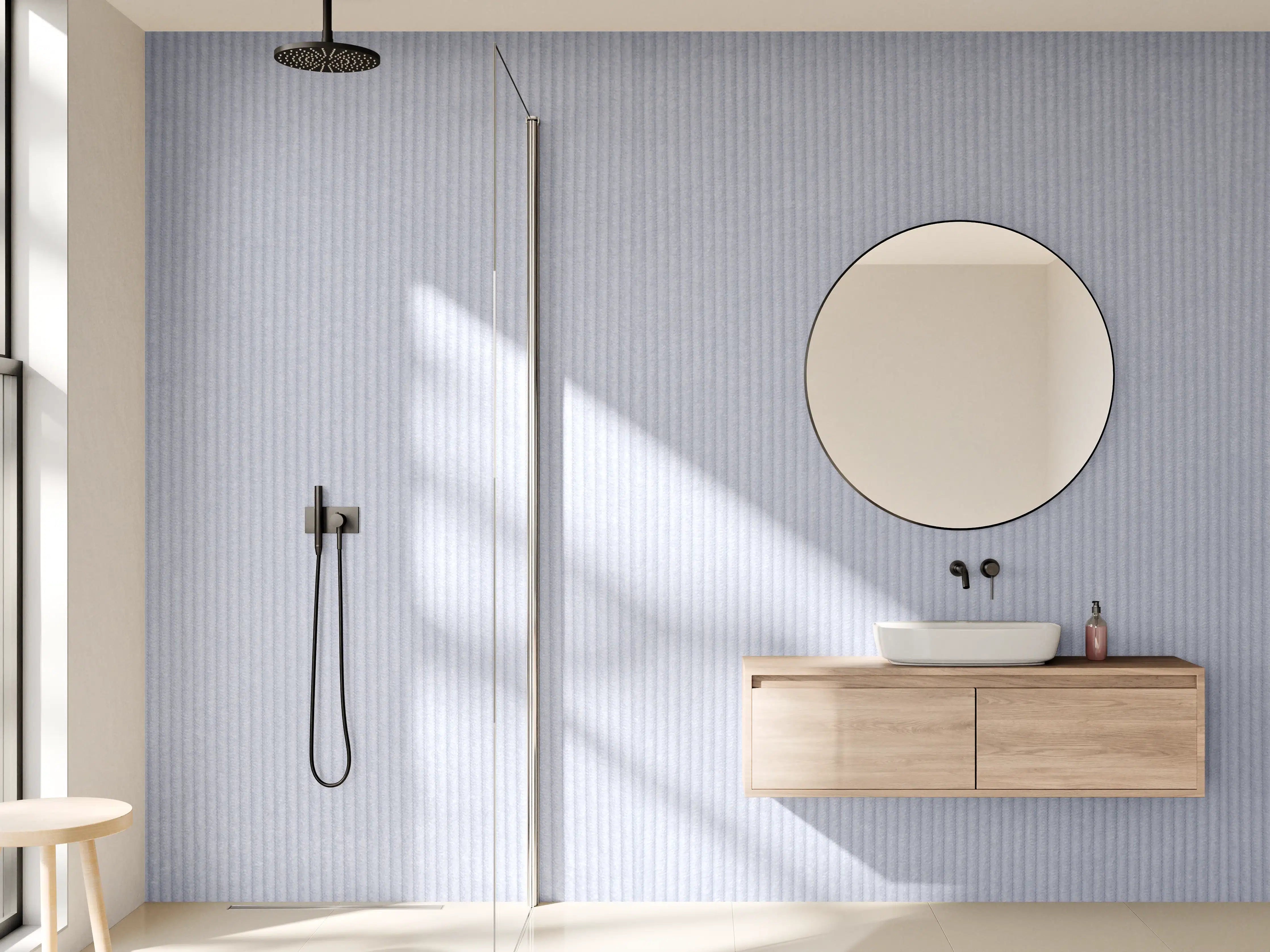 Wandverkleidung Bad - Bläuliches genähtes Textil