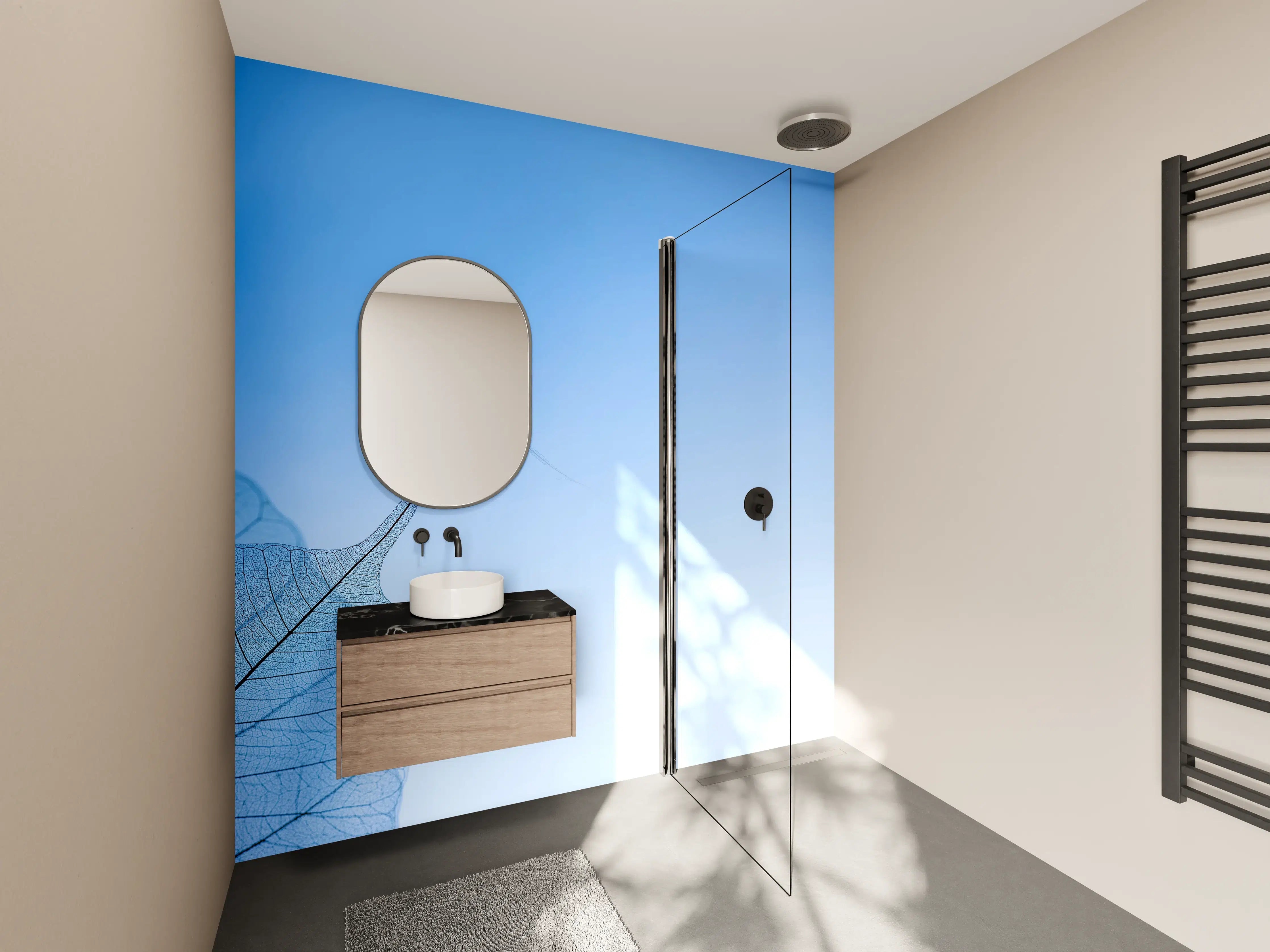 Wandverkleidung Bad - Blau-Veined Transparentes Blattbild