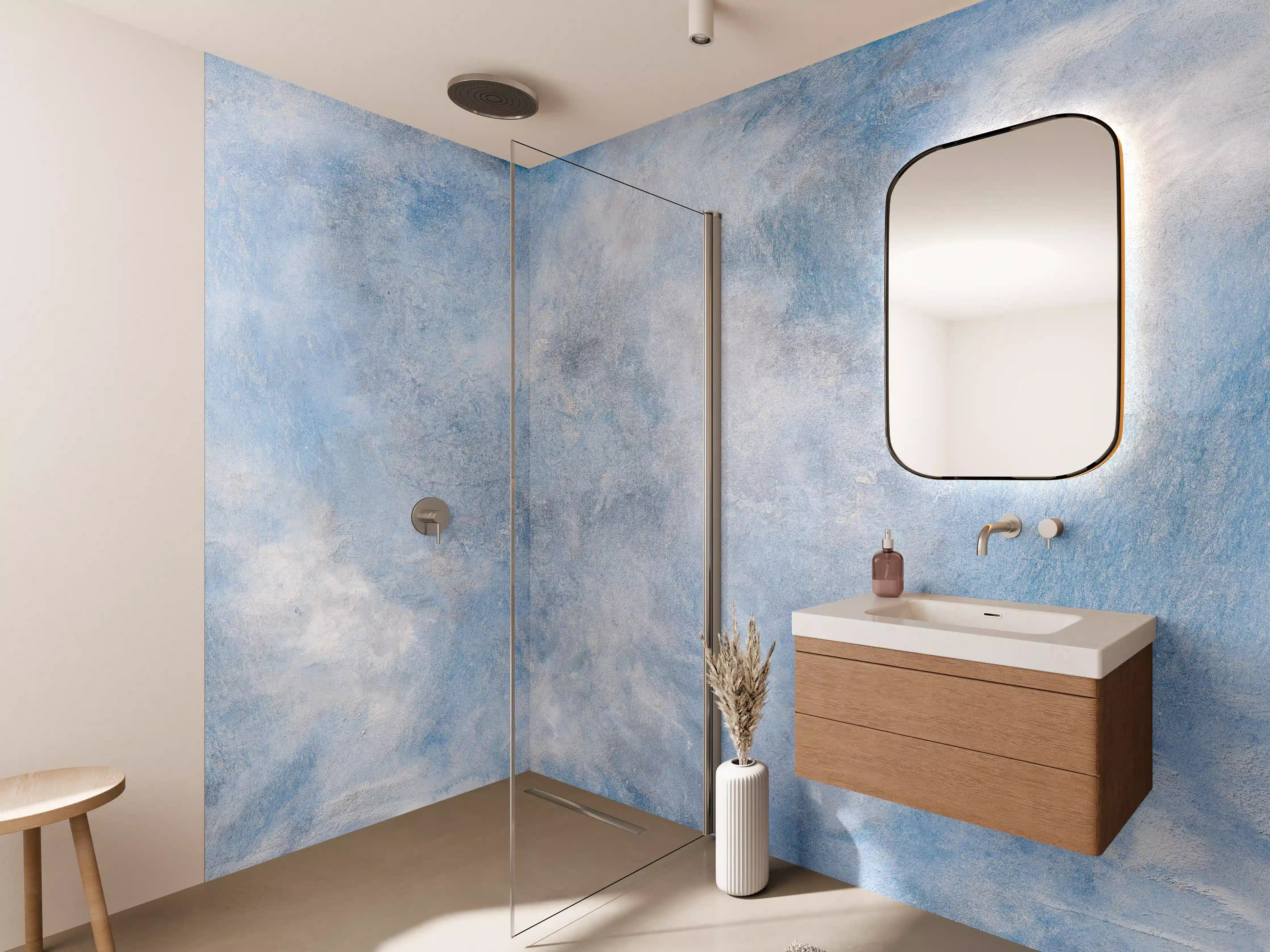 Wandverkleidung Bad - Blaue Marmor Textur