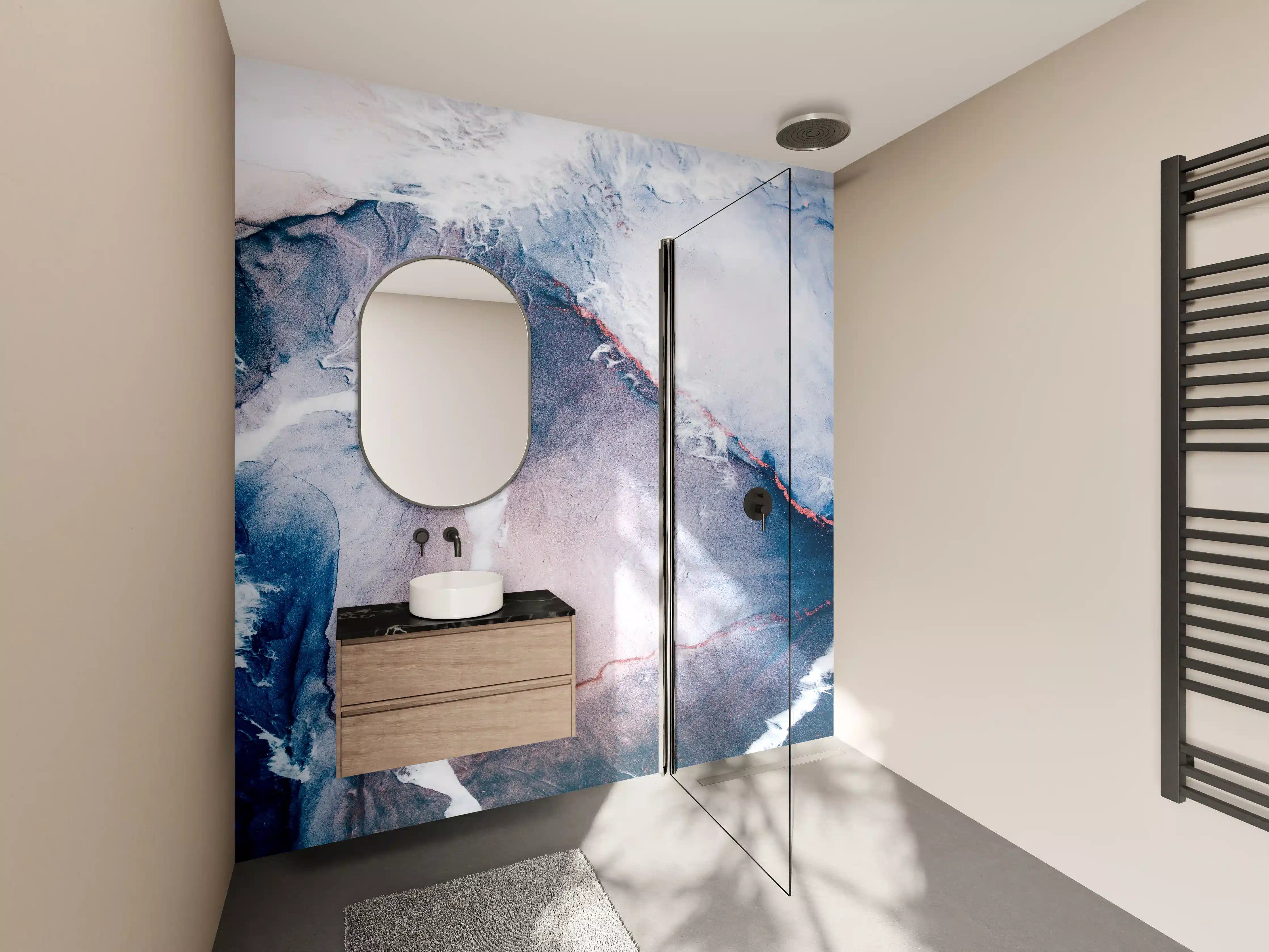 Wandverkleidung Bad - Blaue Marmorwasser Textur
