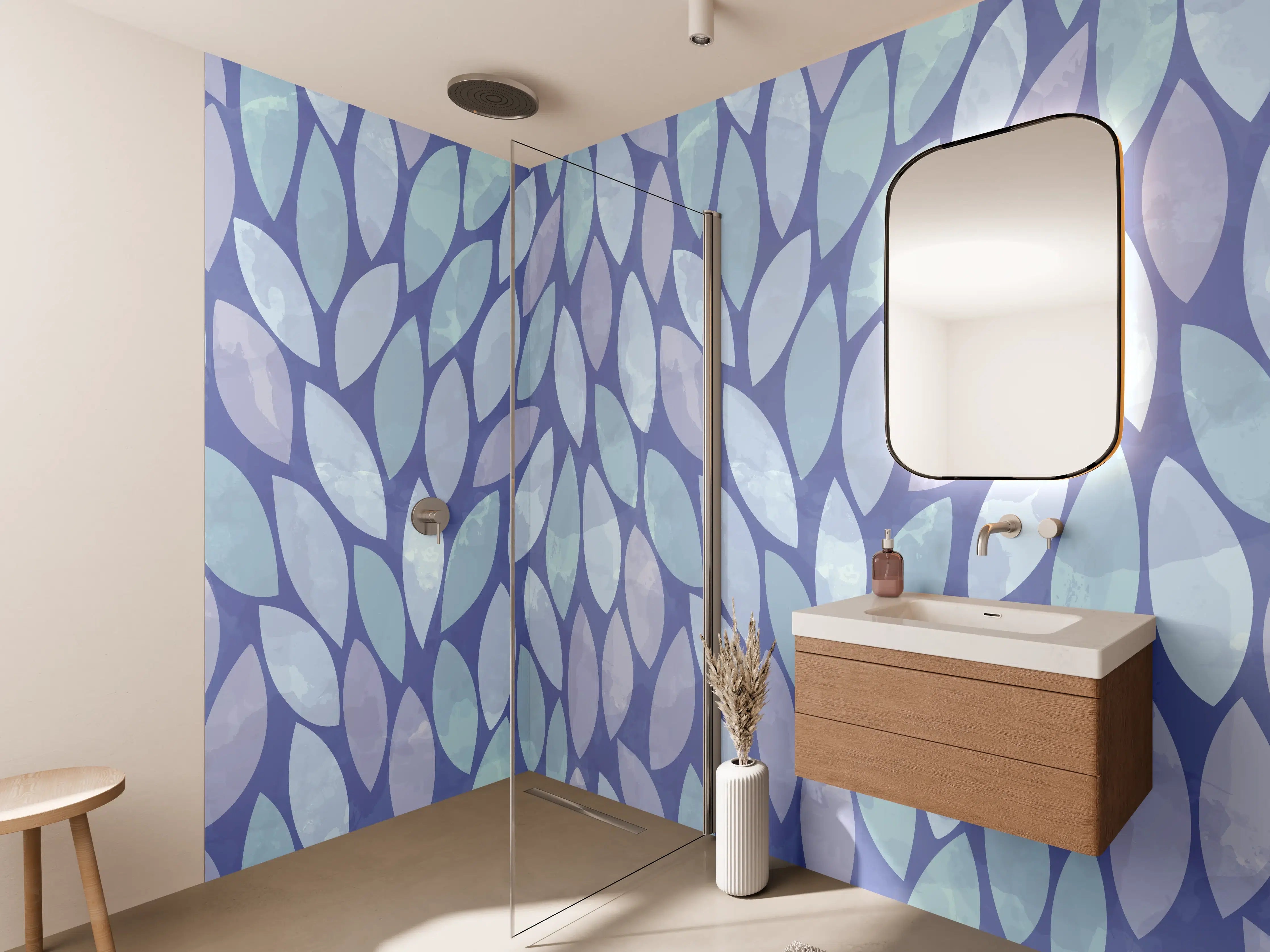 Wandverkleidung Bad - Blaue Mosaik-Textur mit Wasserreflexionen