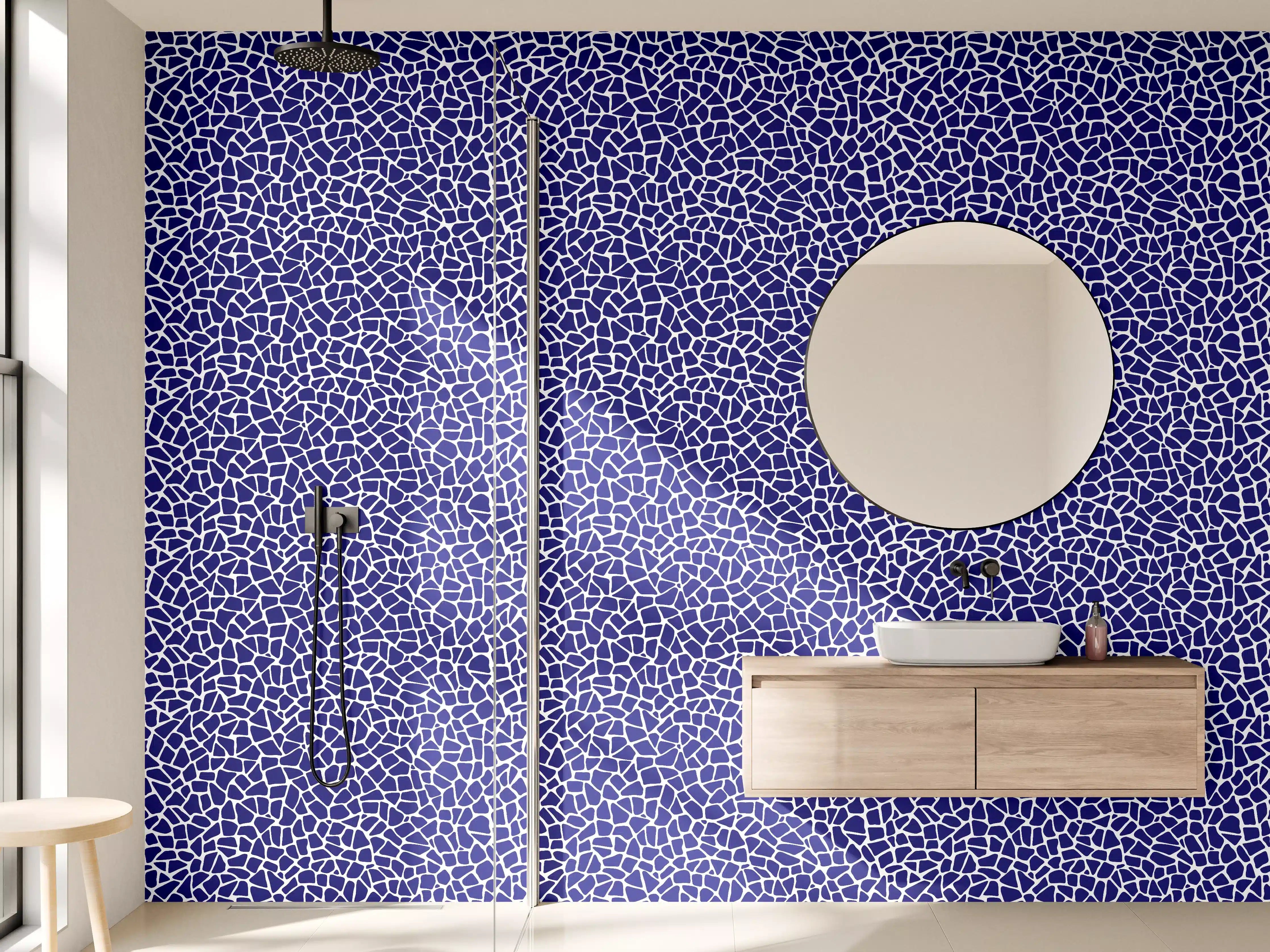 Wandverkleidung Bad - Blaue Mosaik-Textur mit feiner Musterung