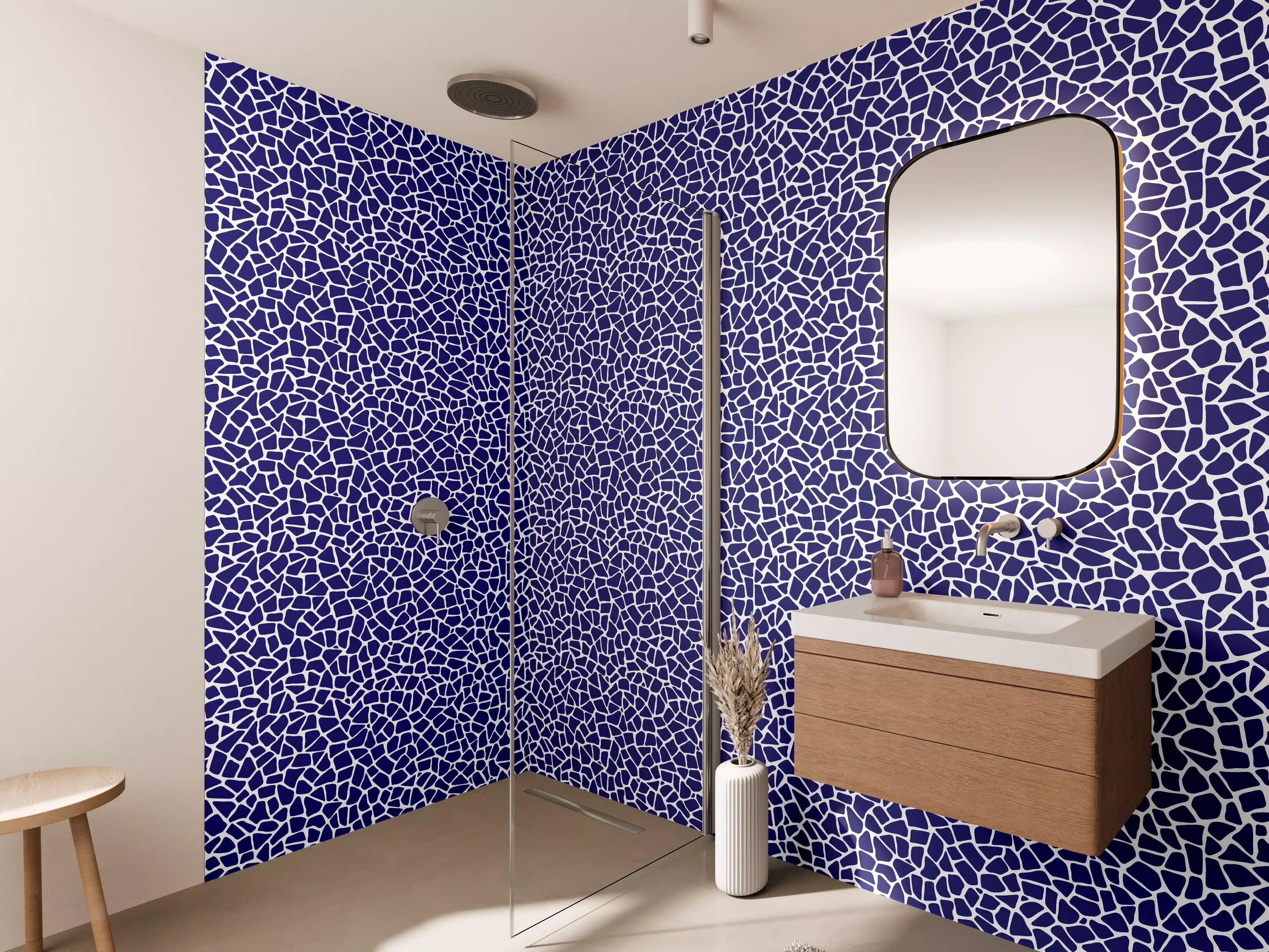 Wandverkleidung Bad - Blaue Mosaik-Textur mit feiner Musterung