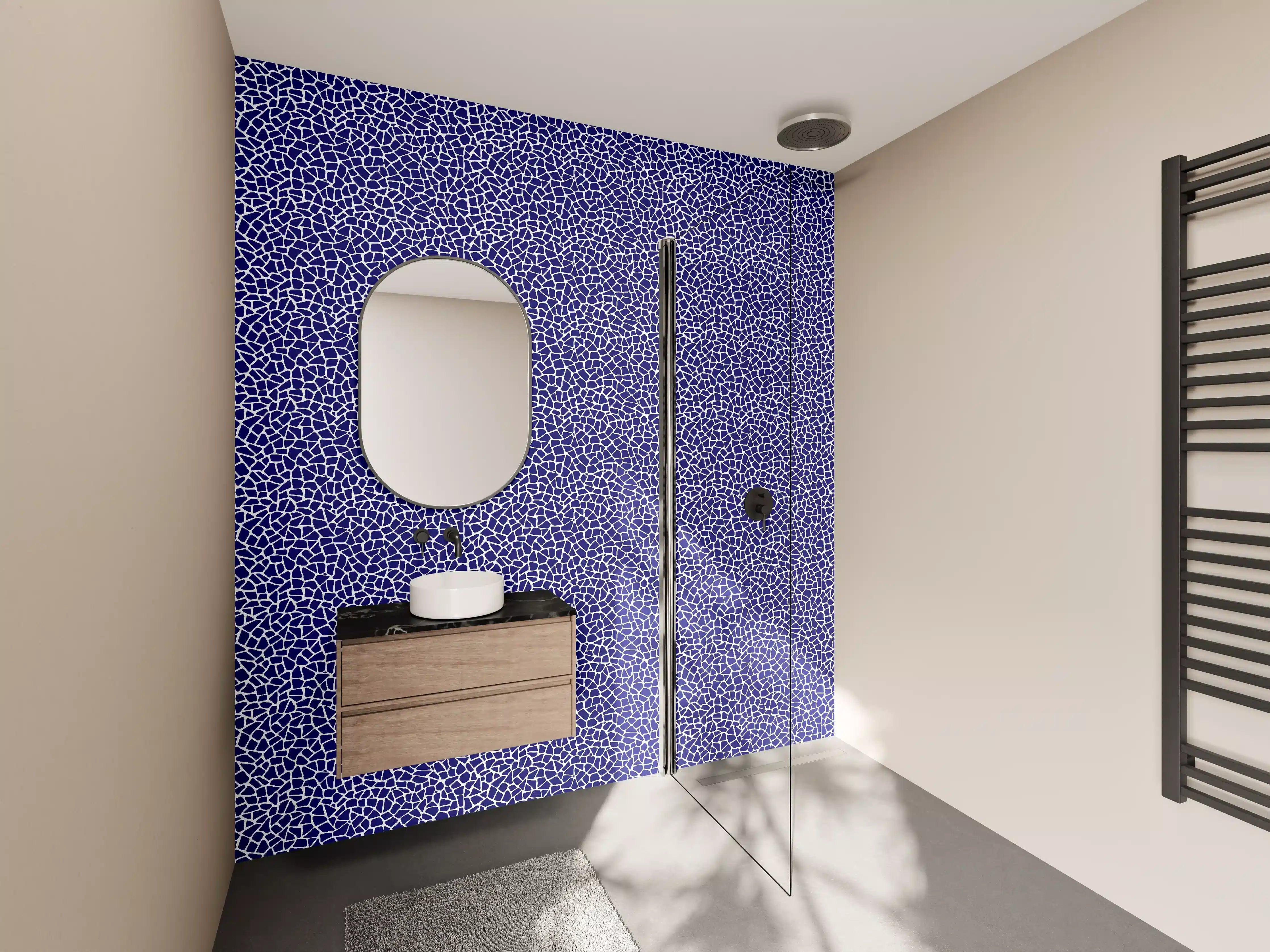 Wandverkleidung Bad - Blaue Mosaik-Textur mit feiner Musterung