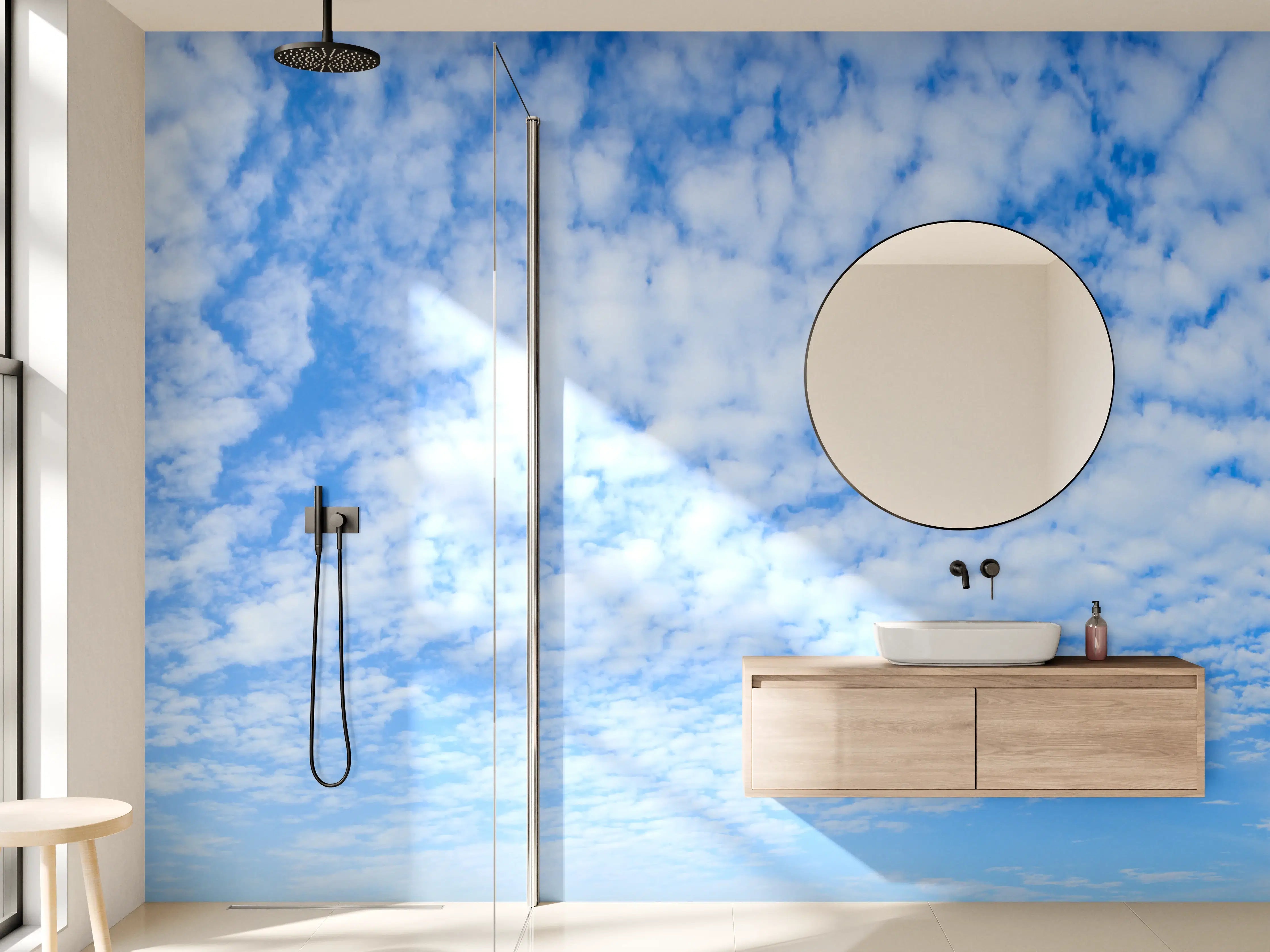 Wandverkleidung Bad - Blauer Himmel mit Wolkenmeer