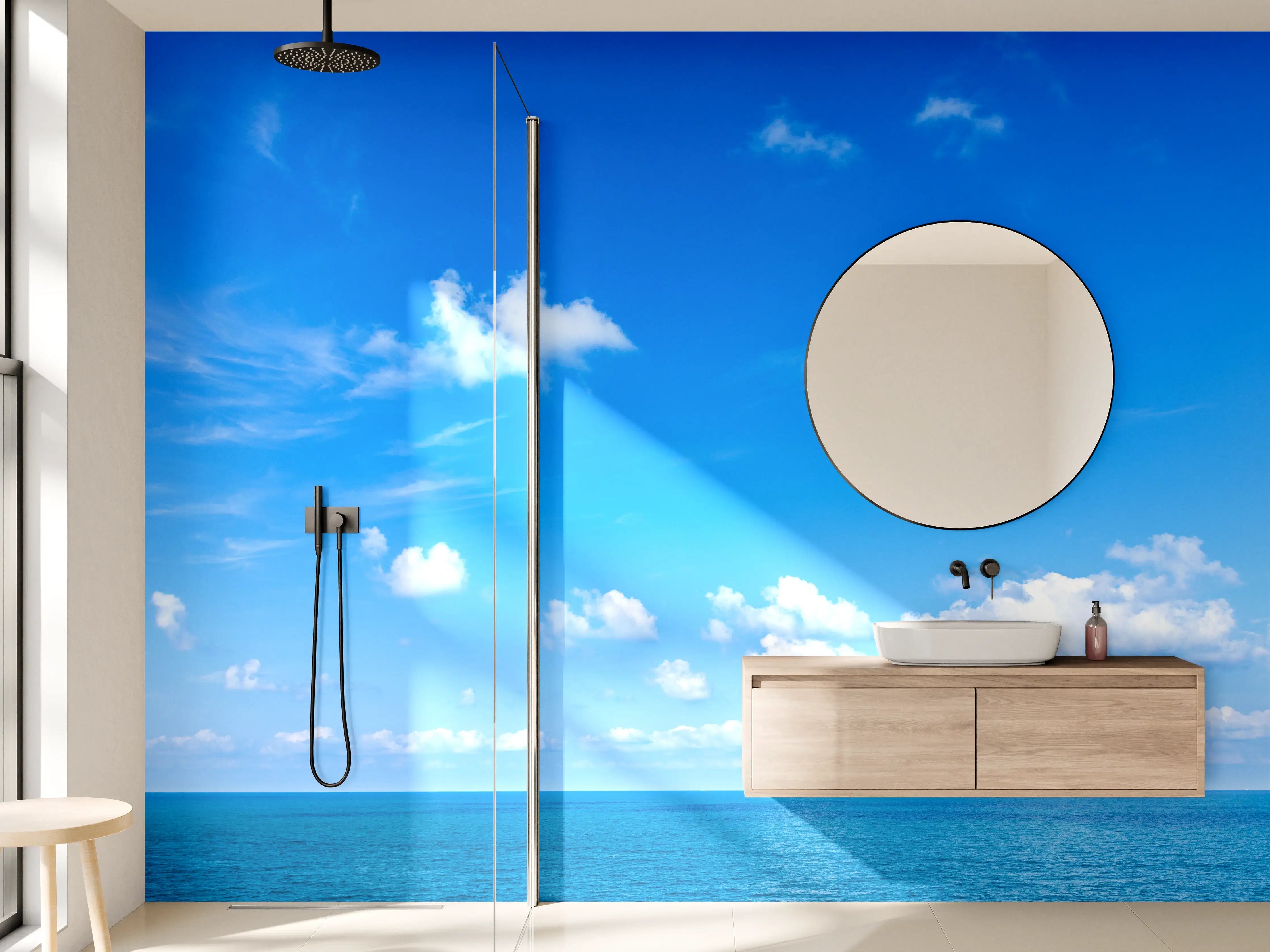 Wandverkleidung Bad - Blauer Himmel über dem Meer
