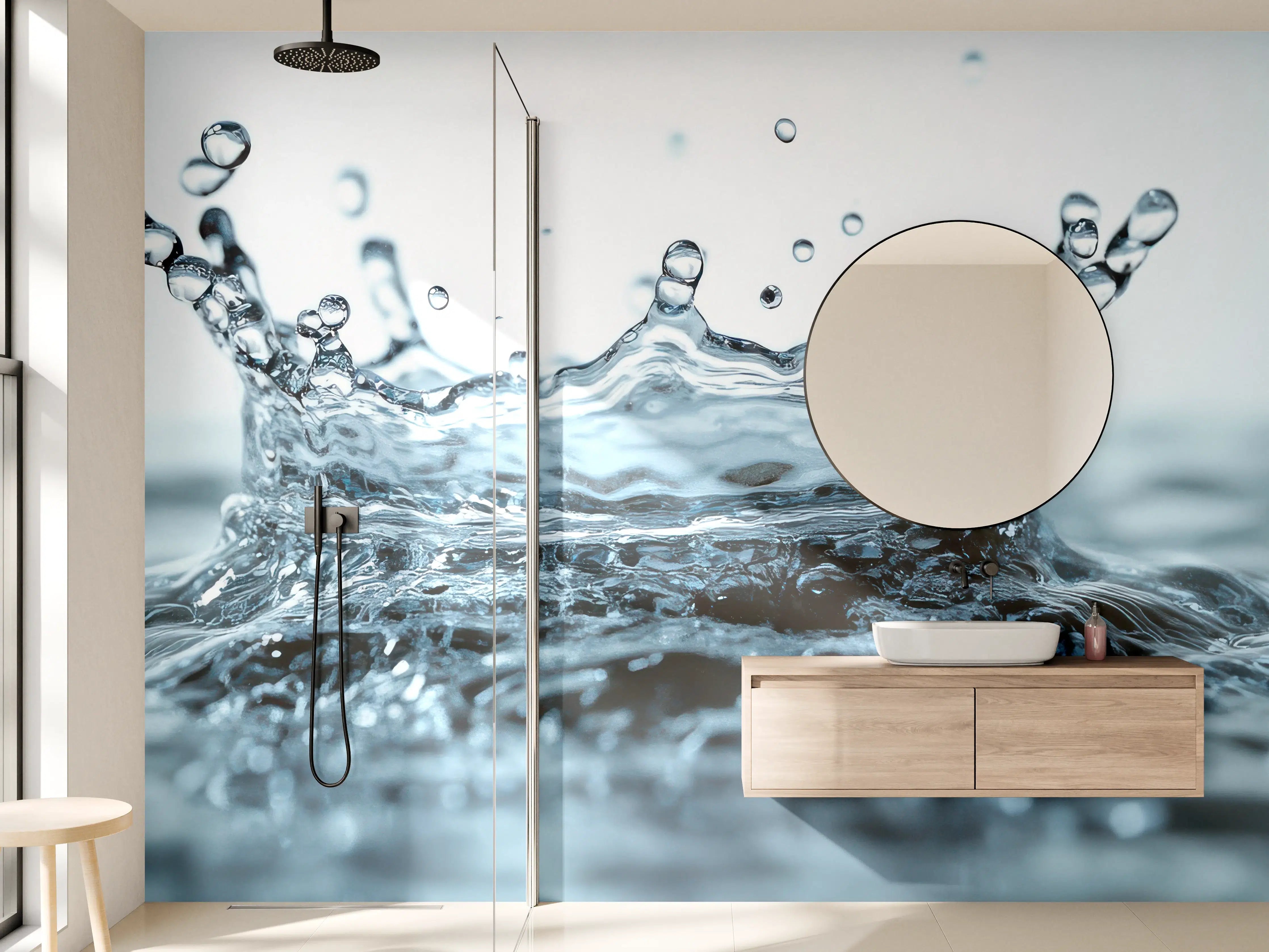 Wandverkleidung Bad - Blauer Wasser-Splash