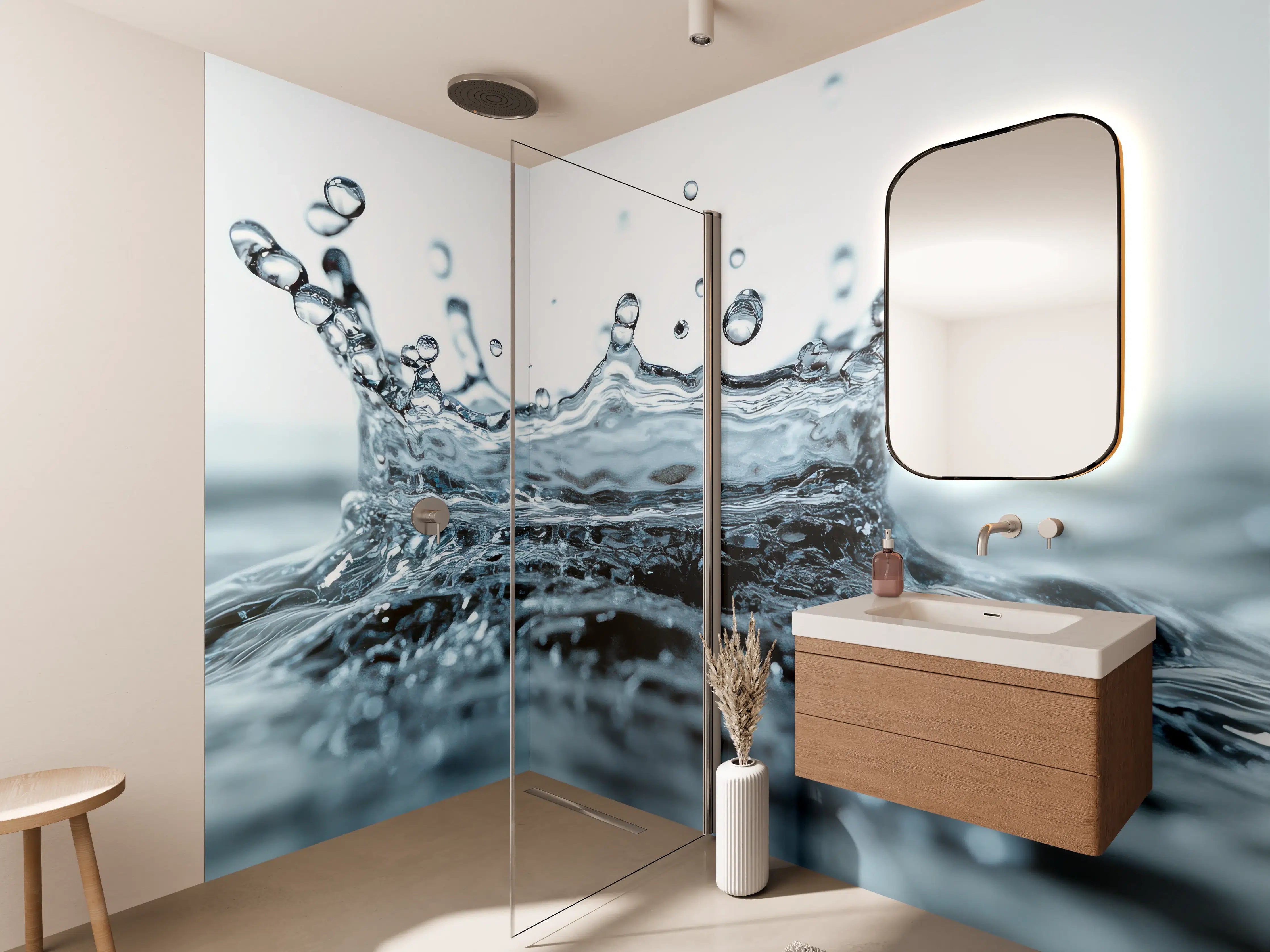 Wandverkleidung Bad - Blauer Wasser-Splash