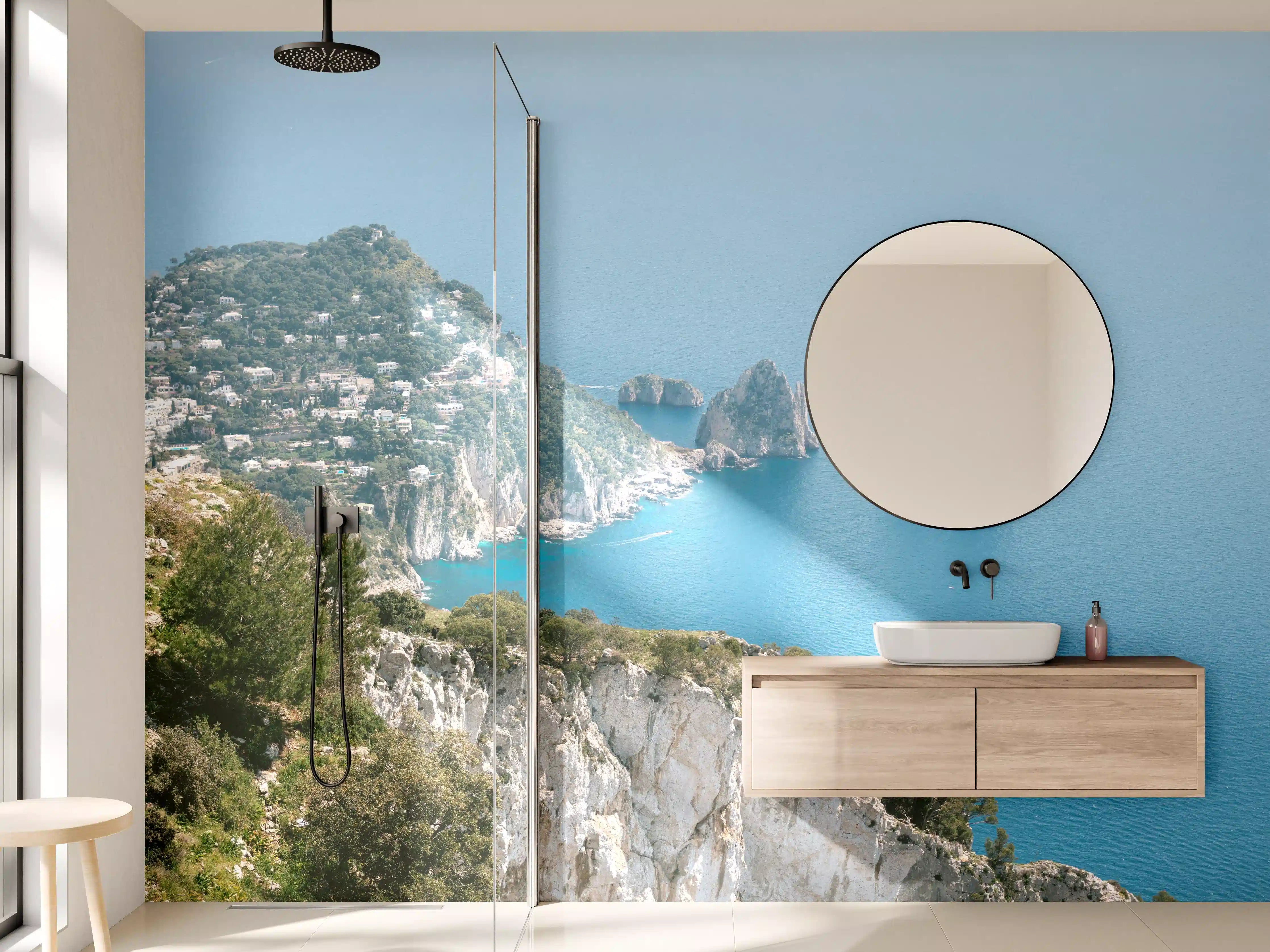Wandverkleidung Bad - Blaues Meer an Italiens Küste