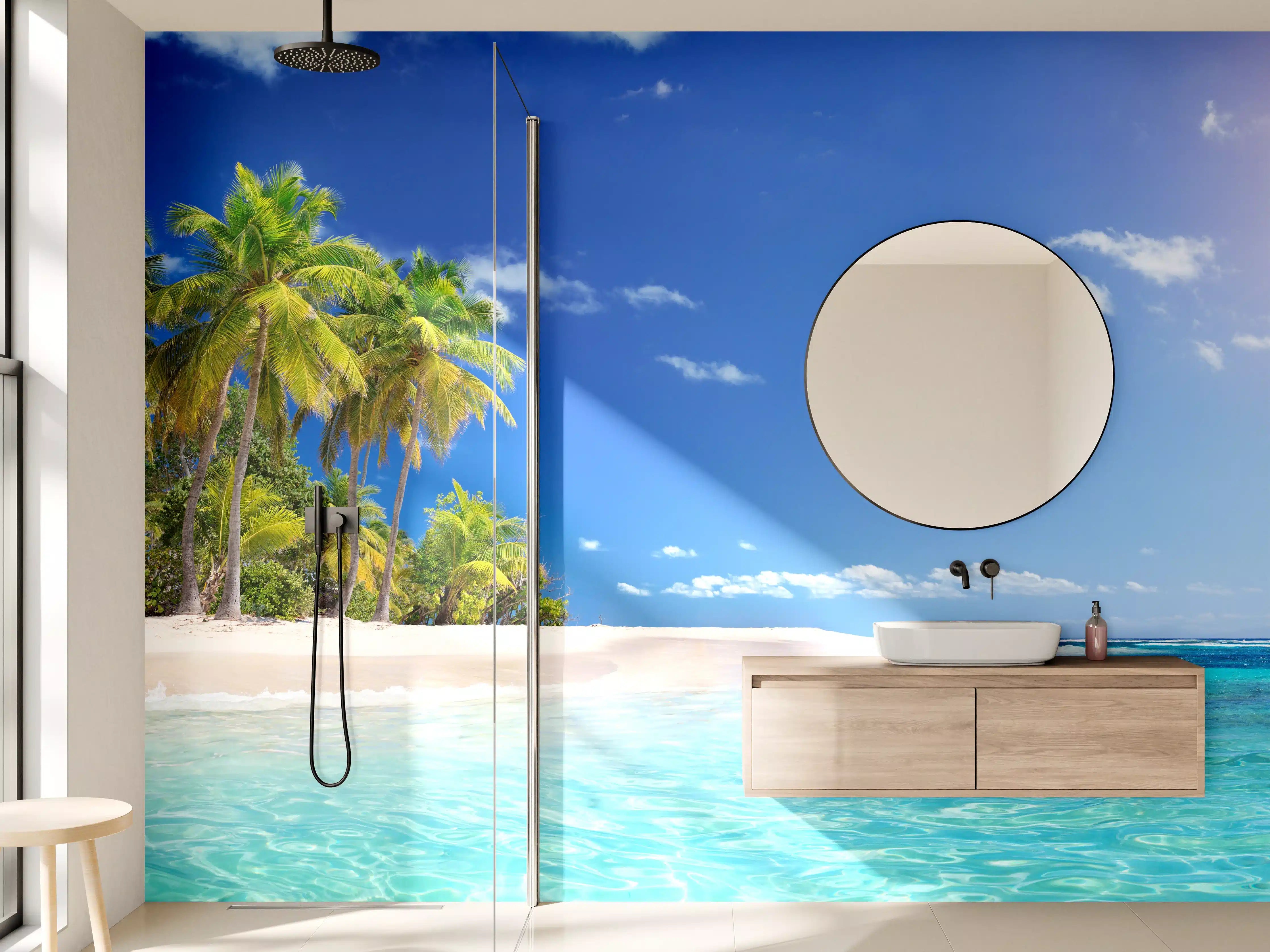 Wandverkleidung Bad - Blick auf Malediven