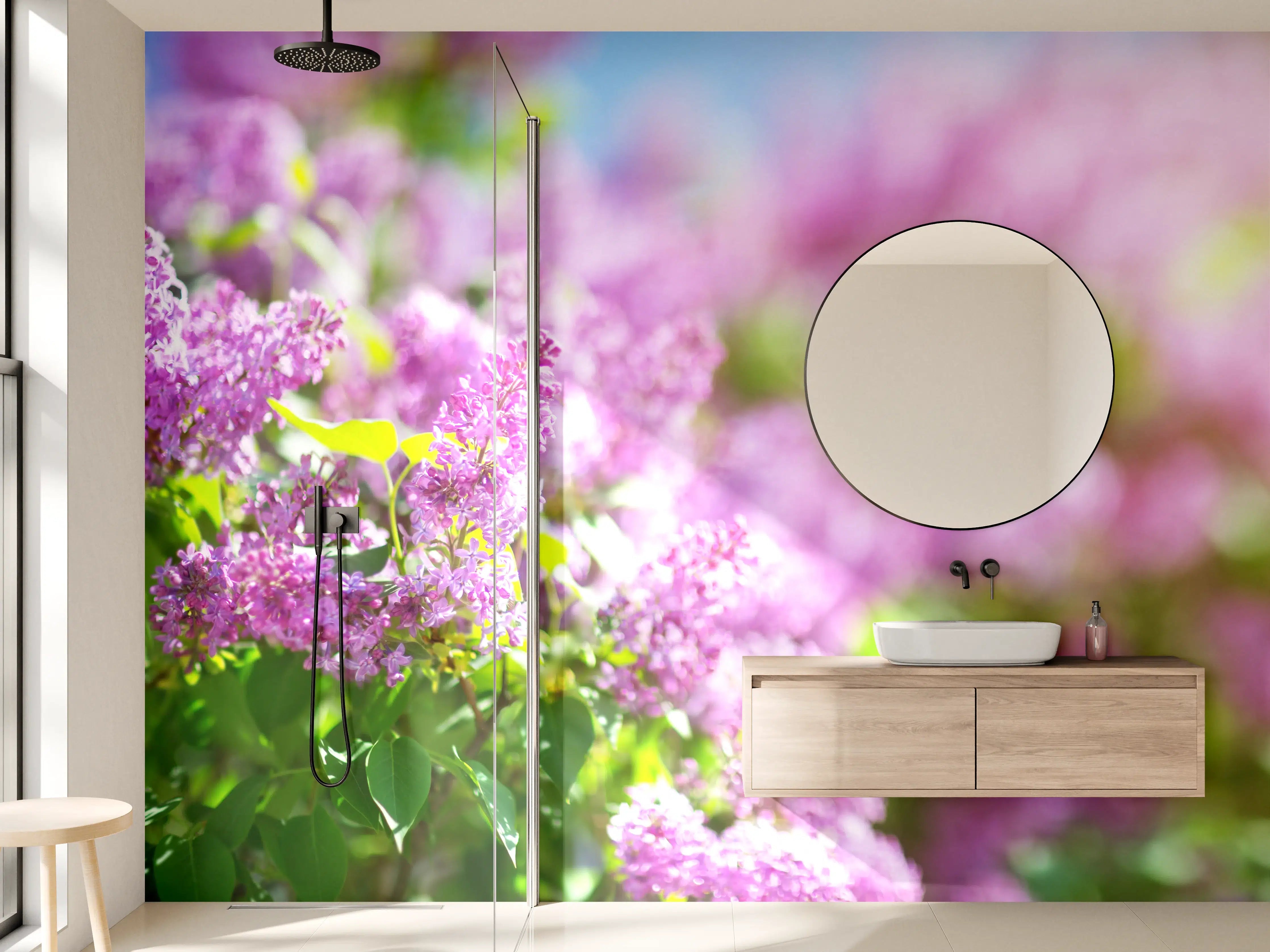 Wandverkleidung Bad - Blumen blühen auf im Frühling