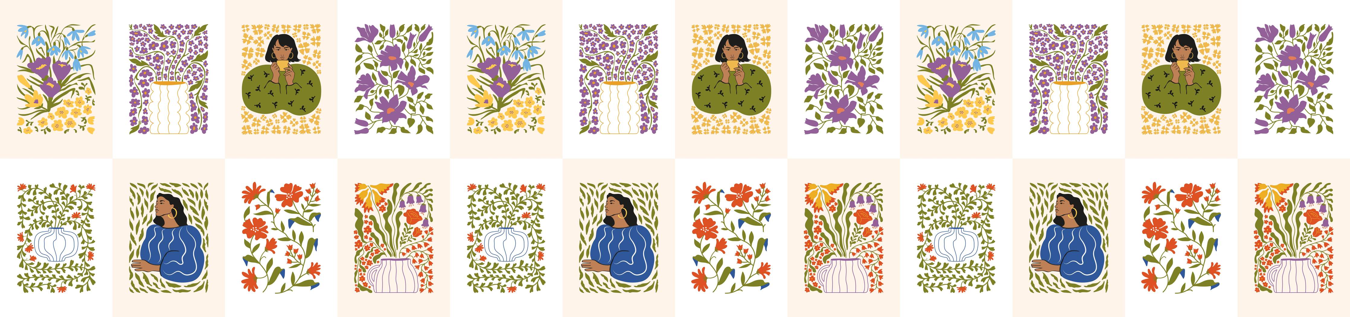 Wandverkleidung Bad-Blumenmuster mit Mädchen in Pastellfarben