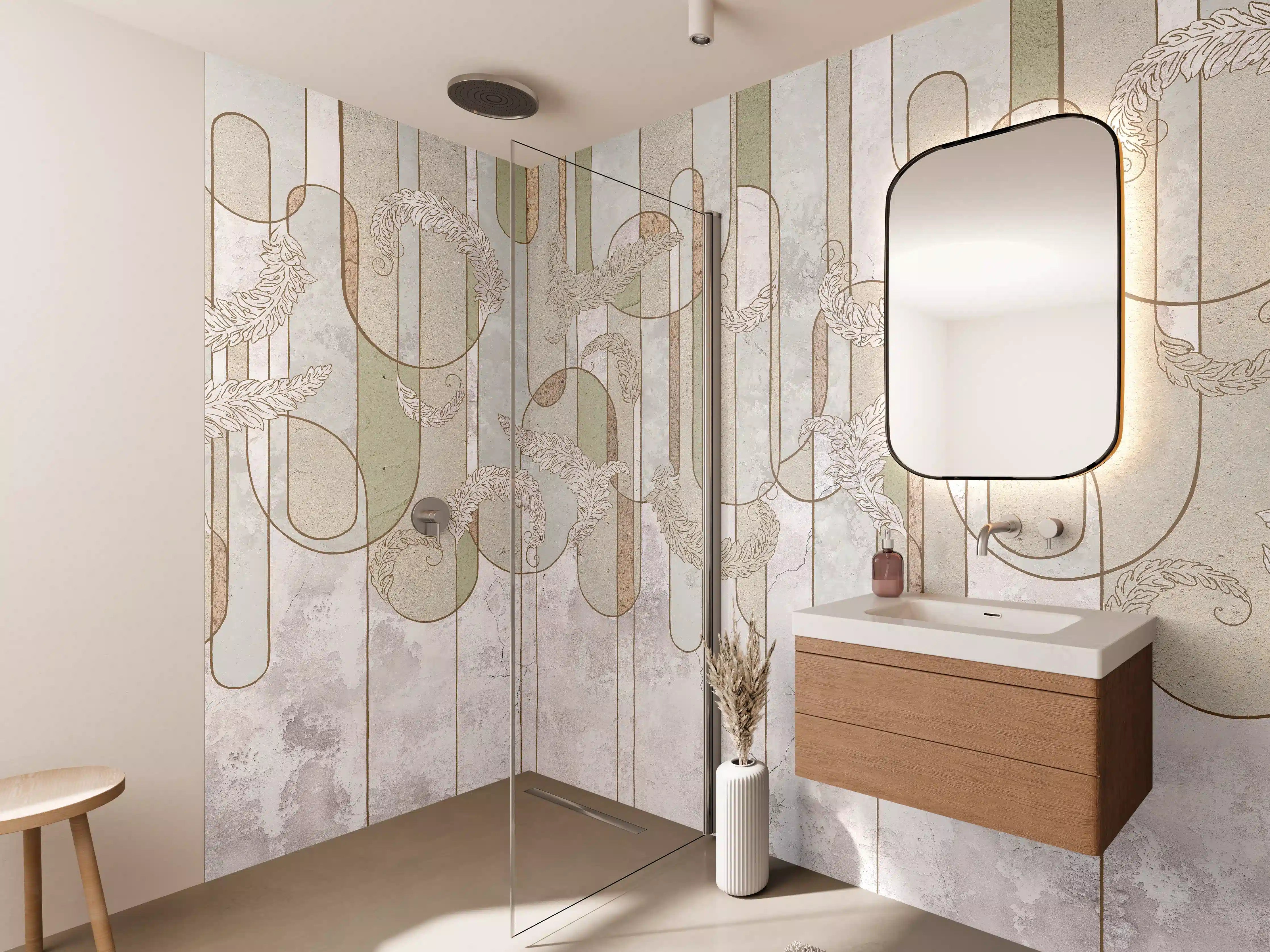 Wandverkleidung Bad - Blumiges Loft Design