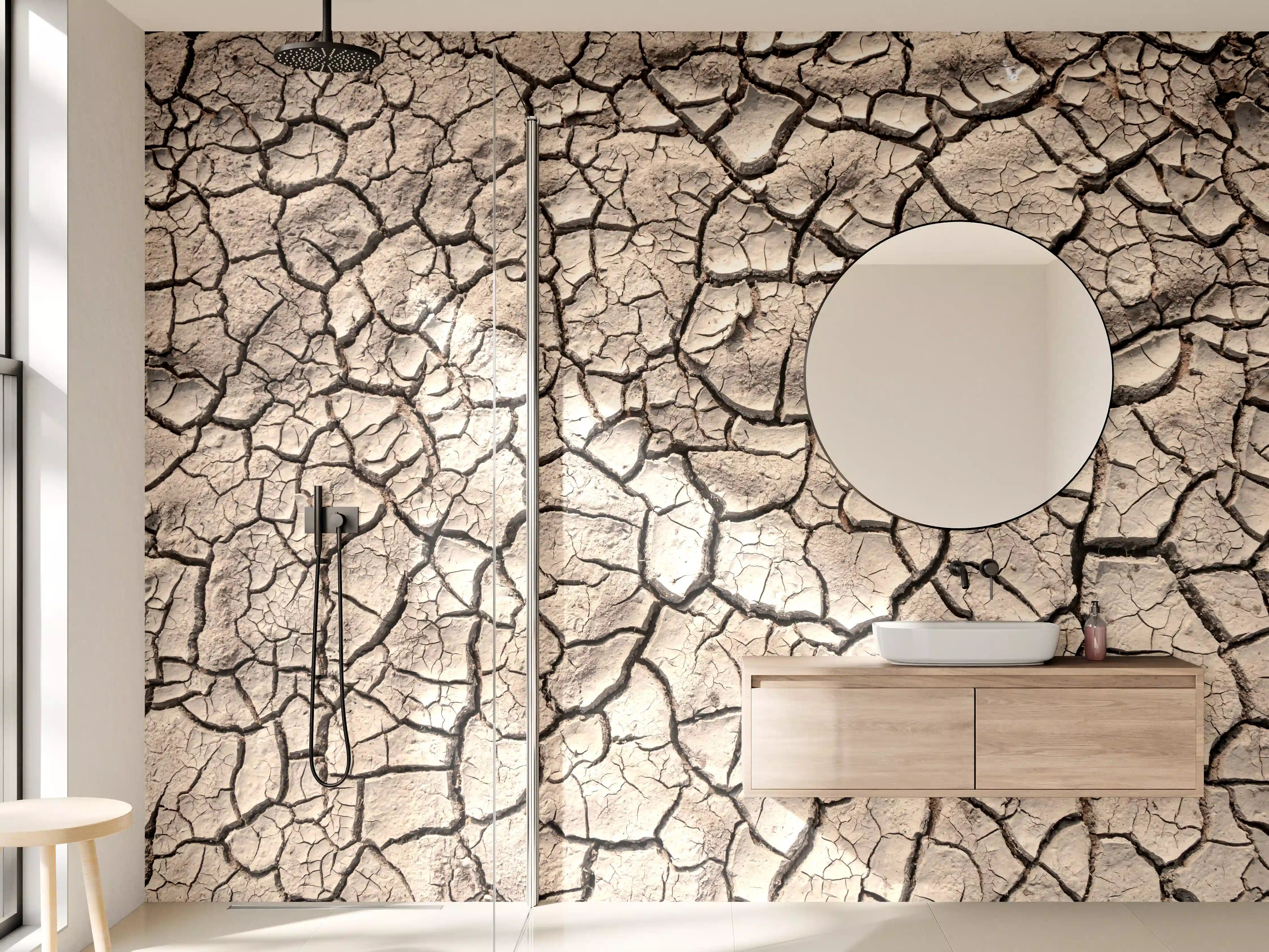 Wandverkleidung Bad - Bodenrisse auf Trockenem Boden