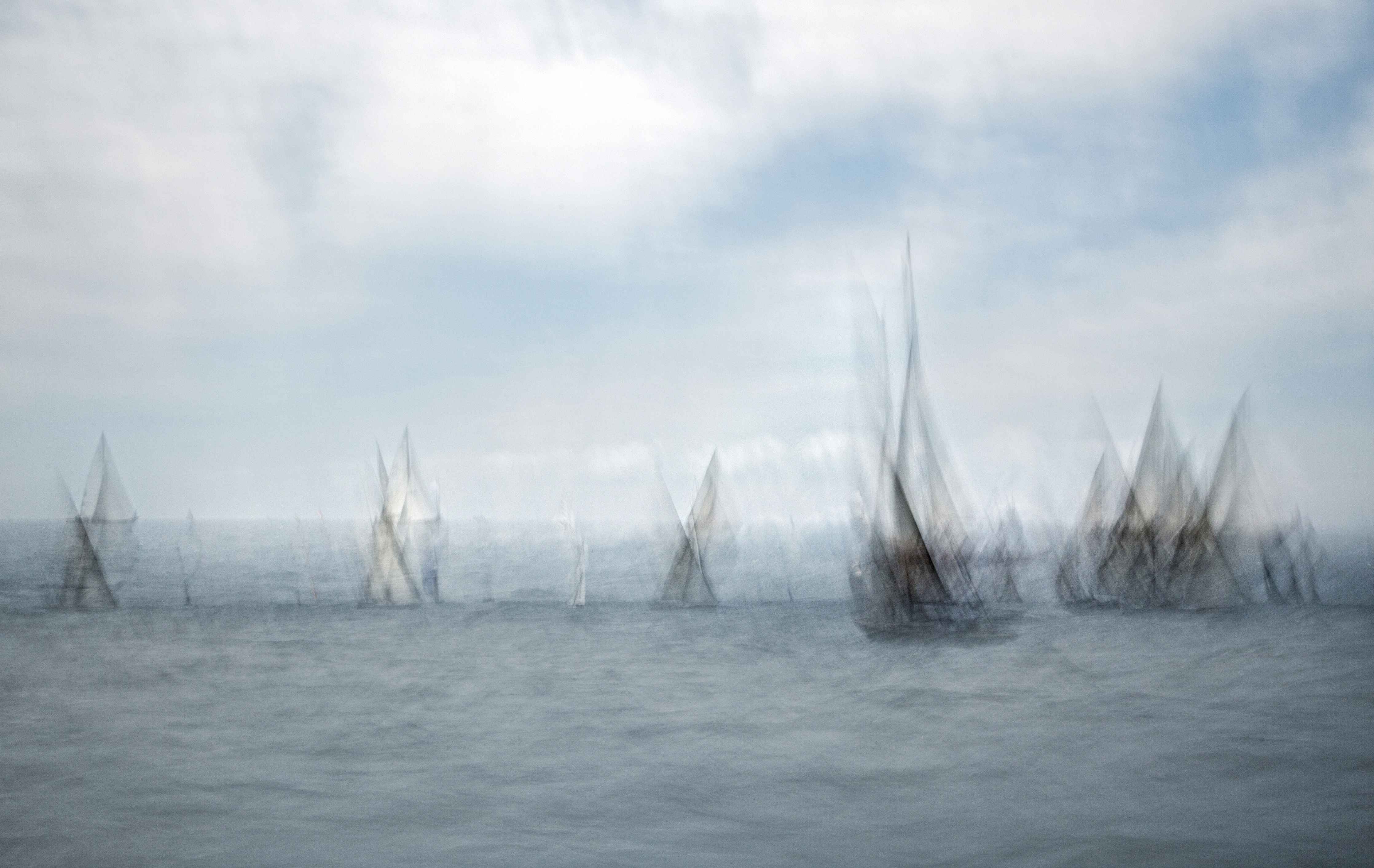 Wandverkleidung Bad-Boote im Meer - Unscharf