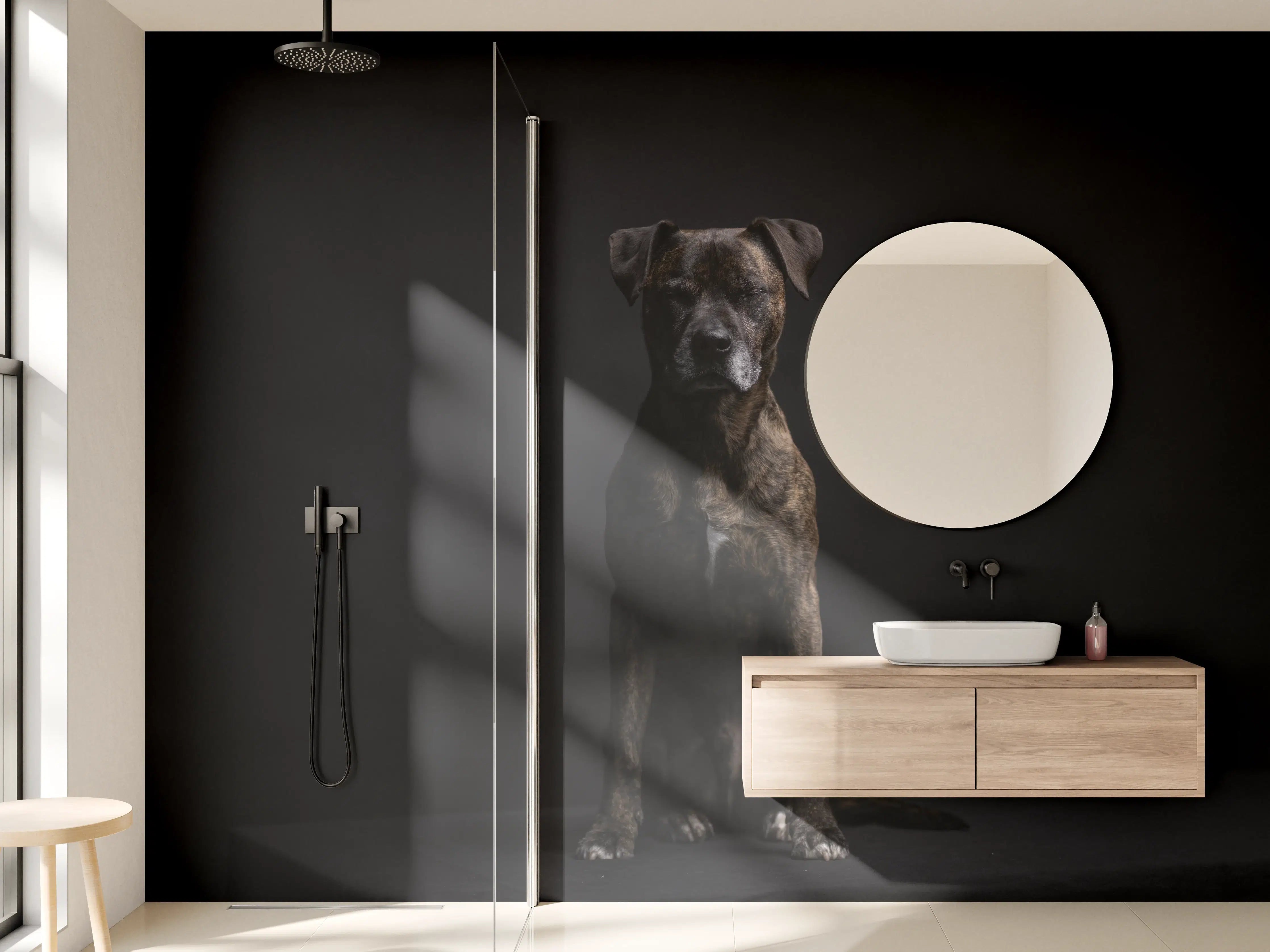 Wandverkleidung Bad - Boxer Staffordshire Hund
