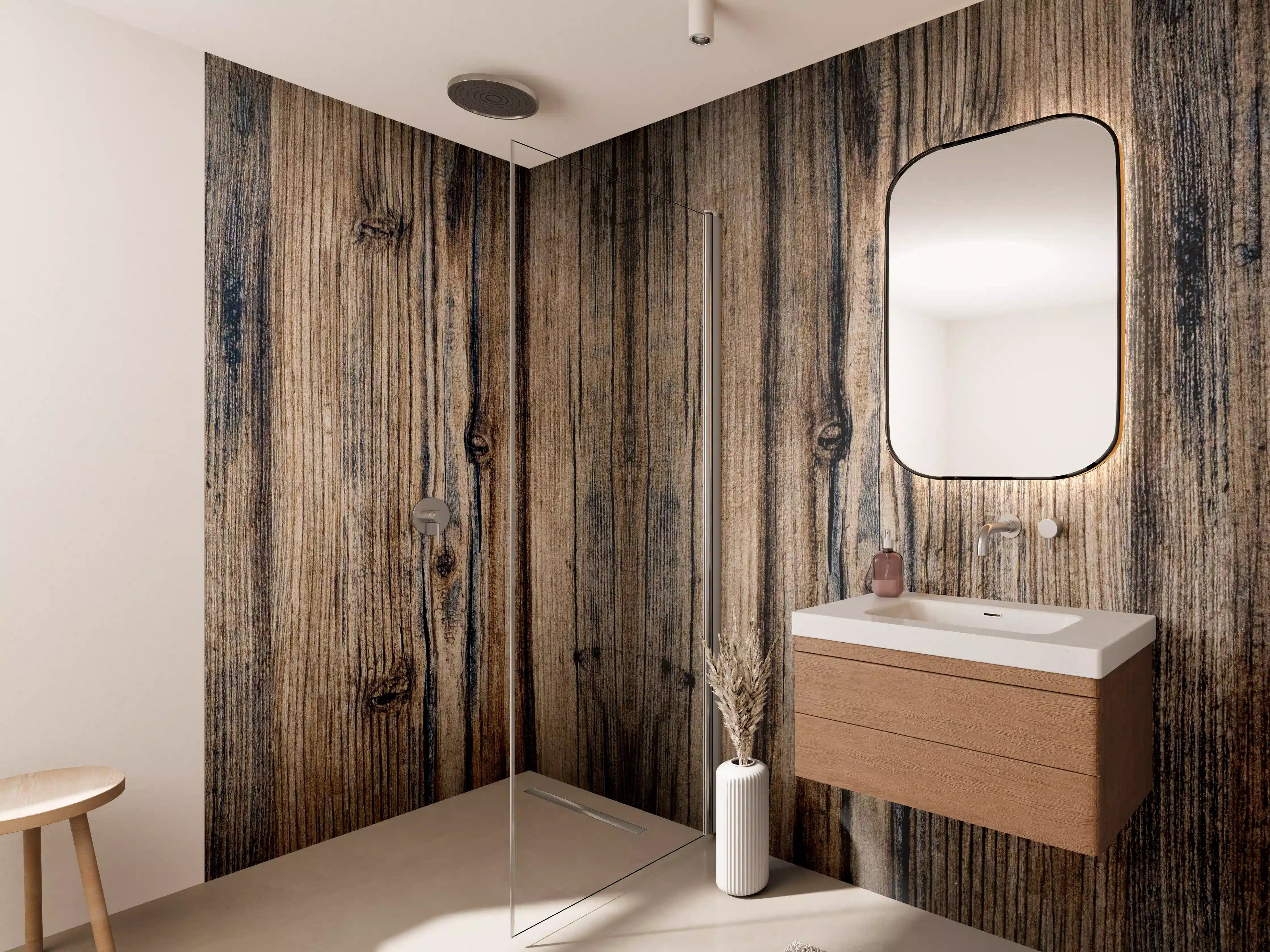 Wandverkleidung Bad - Bräunlicher Holz Hintergrund
