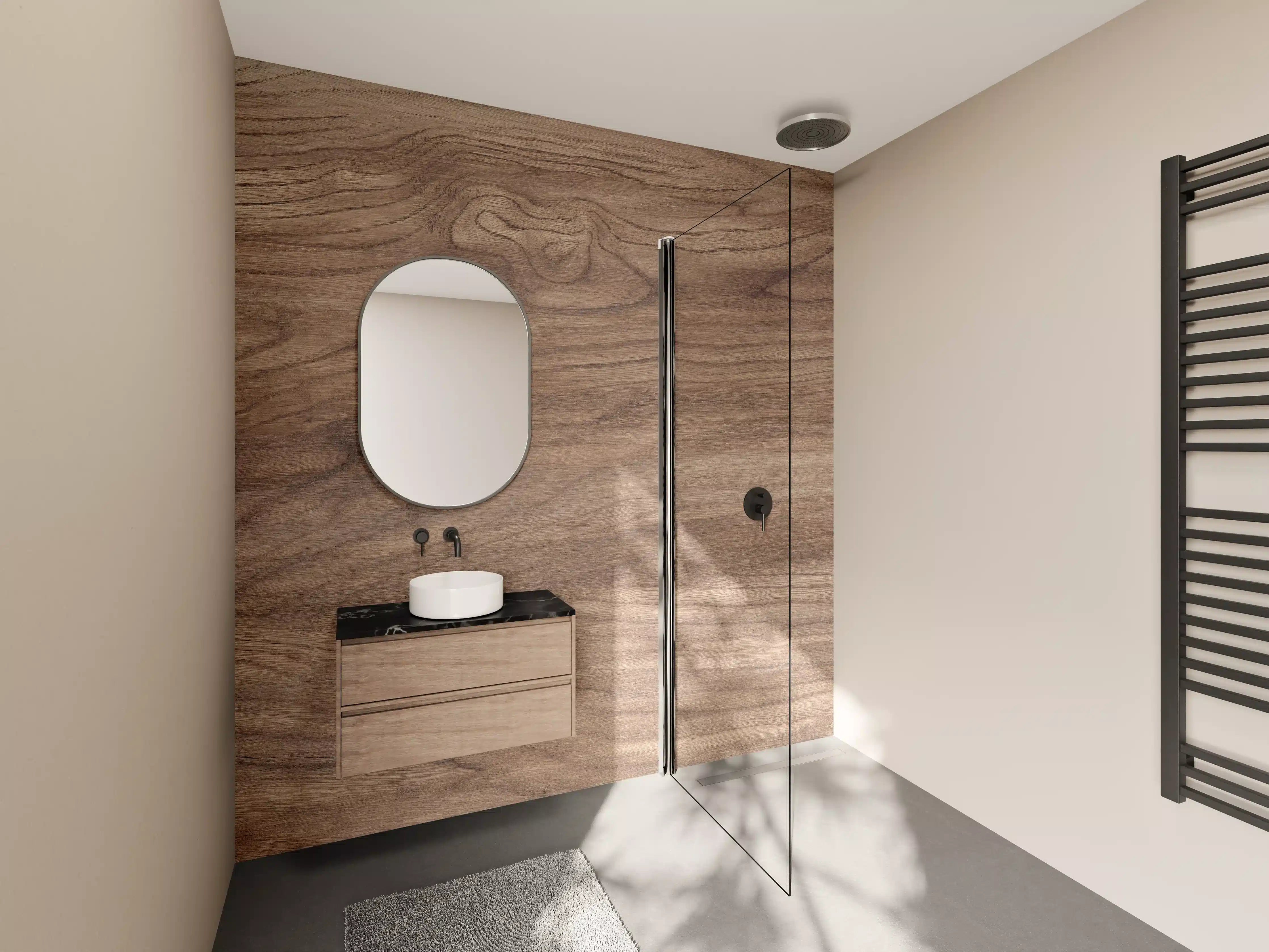 Wandverkleidung Bad - Braune Holz Textur mit Muster