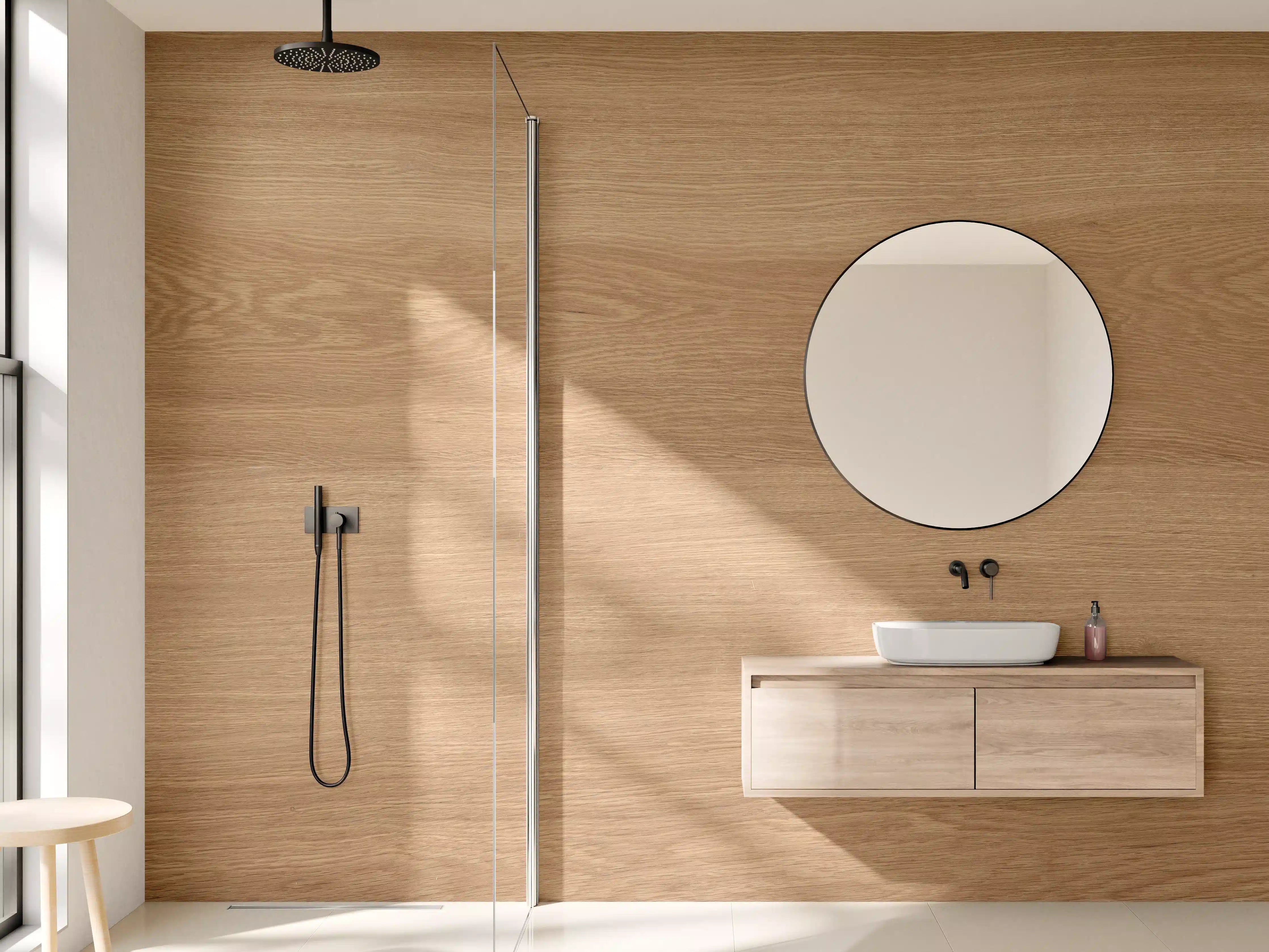 Wandverkleidung Bad - Braunes Holzfliesen Muster