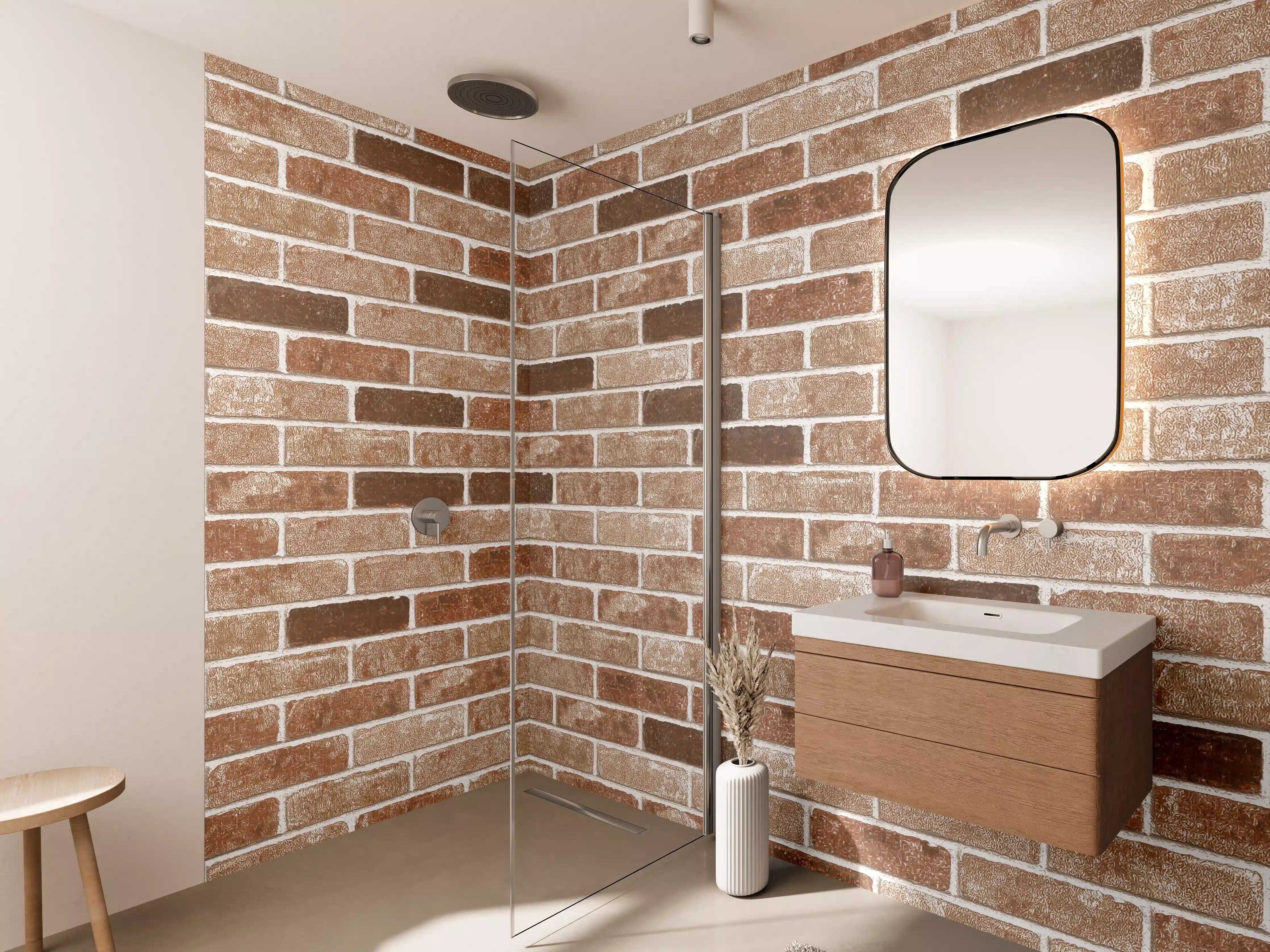 Wandverkleidung Bad - Bricked Wall with Rustic Charm