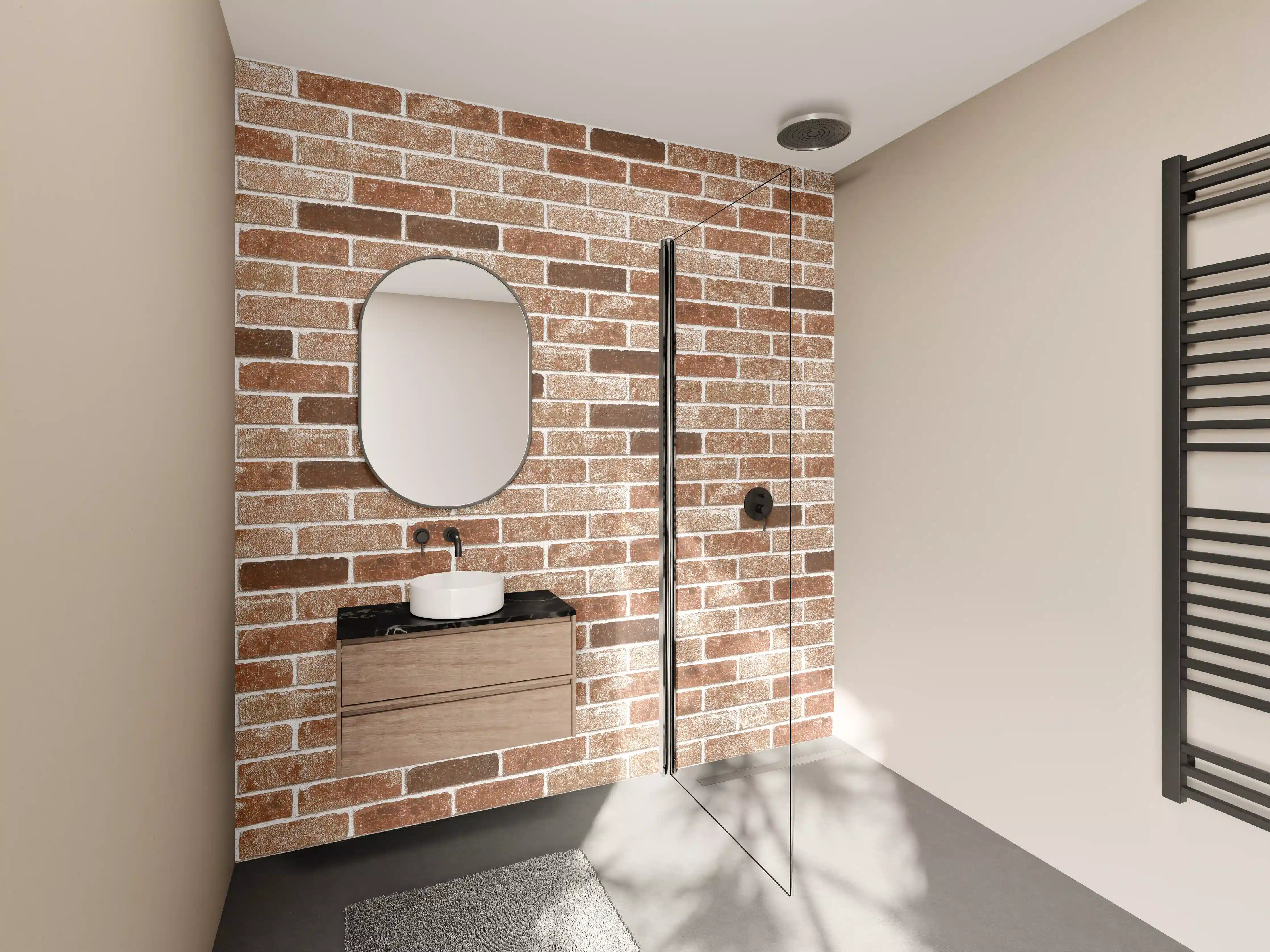 Wandverkleidung Bad - Bricked Wall with Rustic Charm